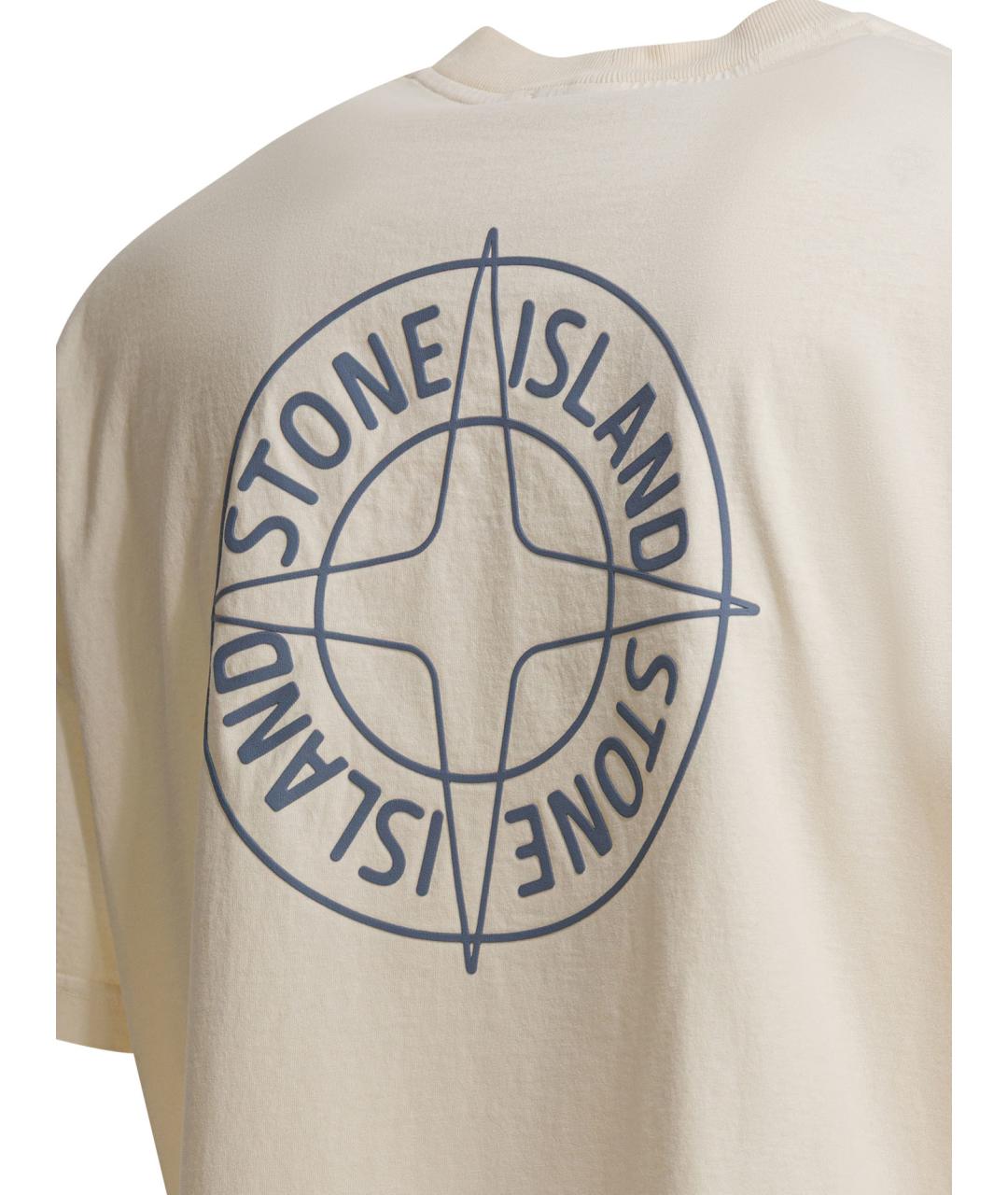 STONE ISLAND Белая хлопковая футболка, фото 4