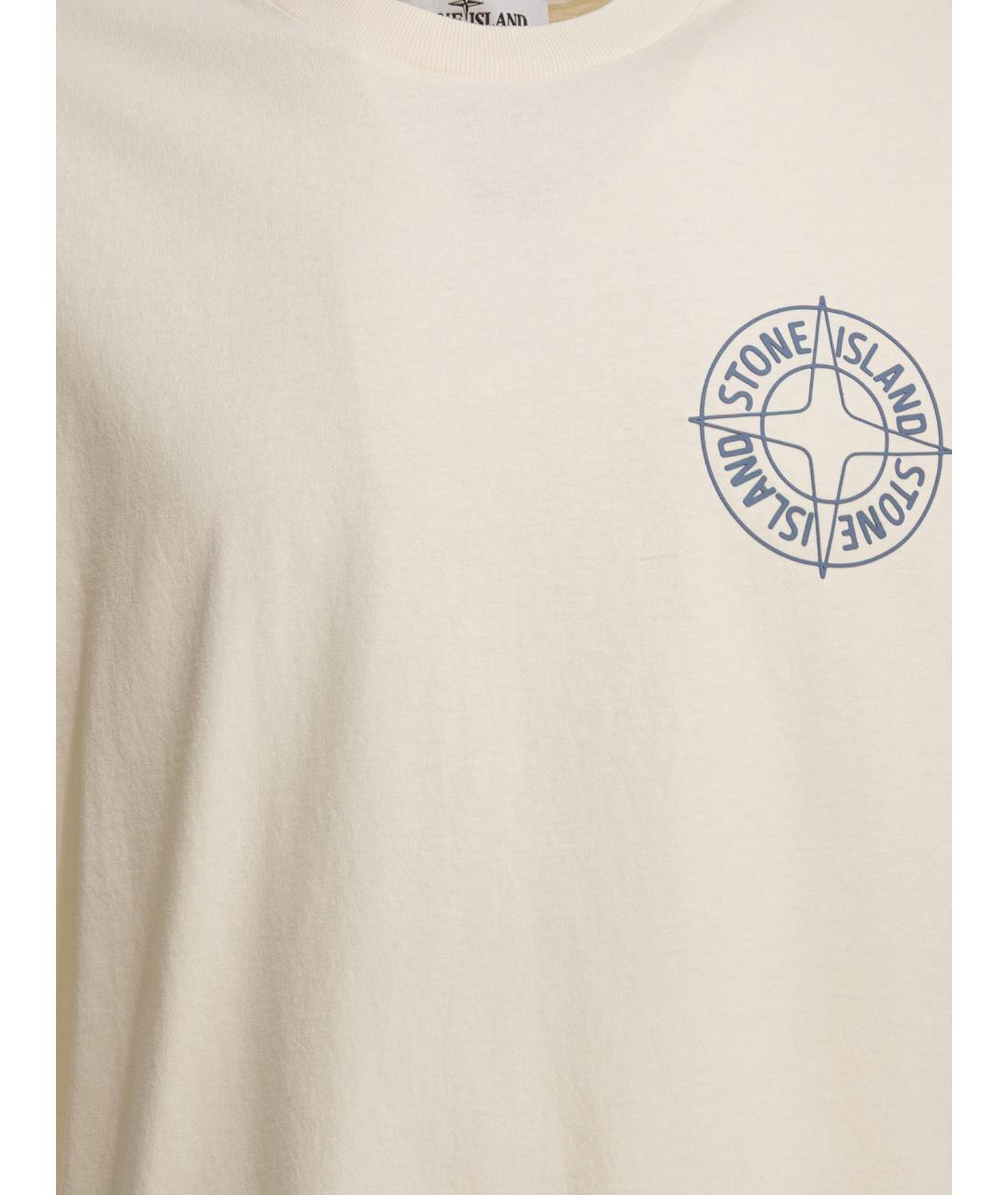 STONE ISLAND Белая хлопковая футболка, фото 3