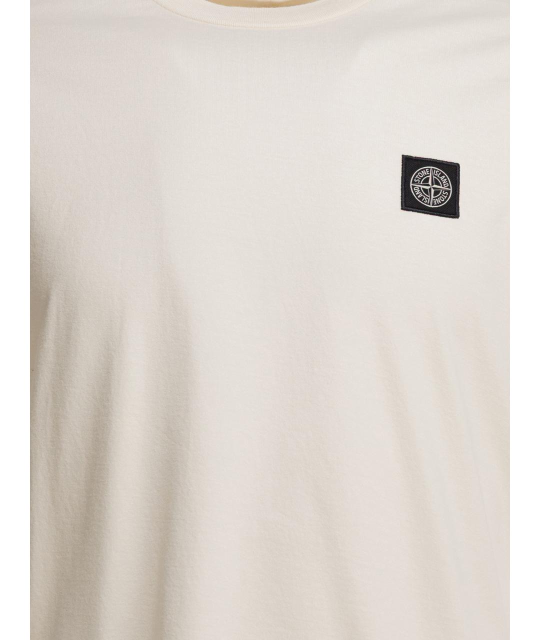 STONE ISLAND Белая хлопковая футболка, фото 3