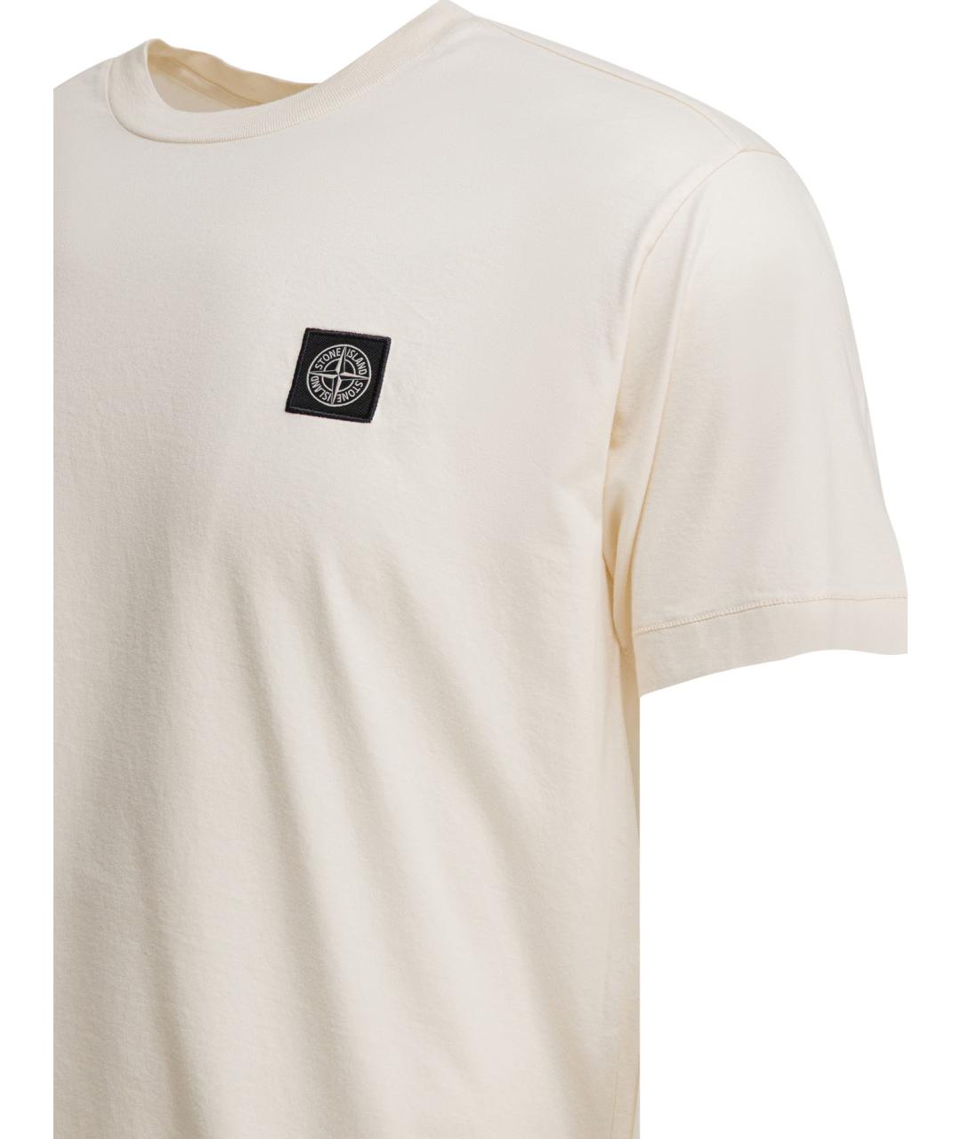 STONE ISLAND Белая хлопковая футболка, фото 4