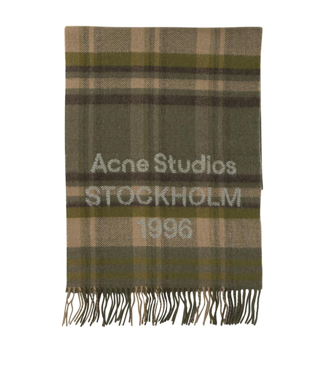 ACNE STUDIOS Зеленый шерстяной шарф, фото 1