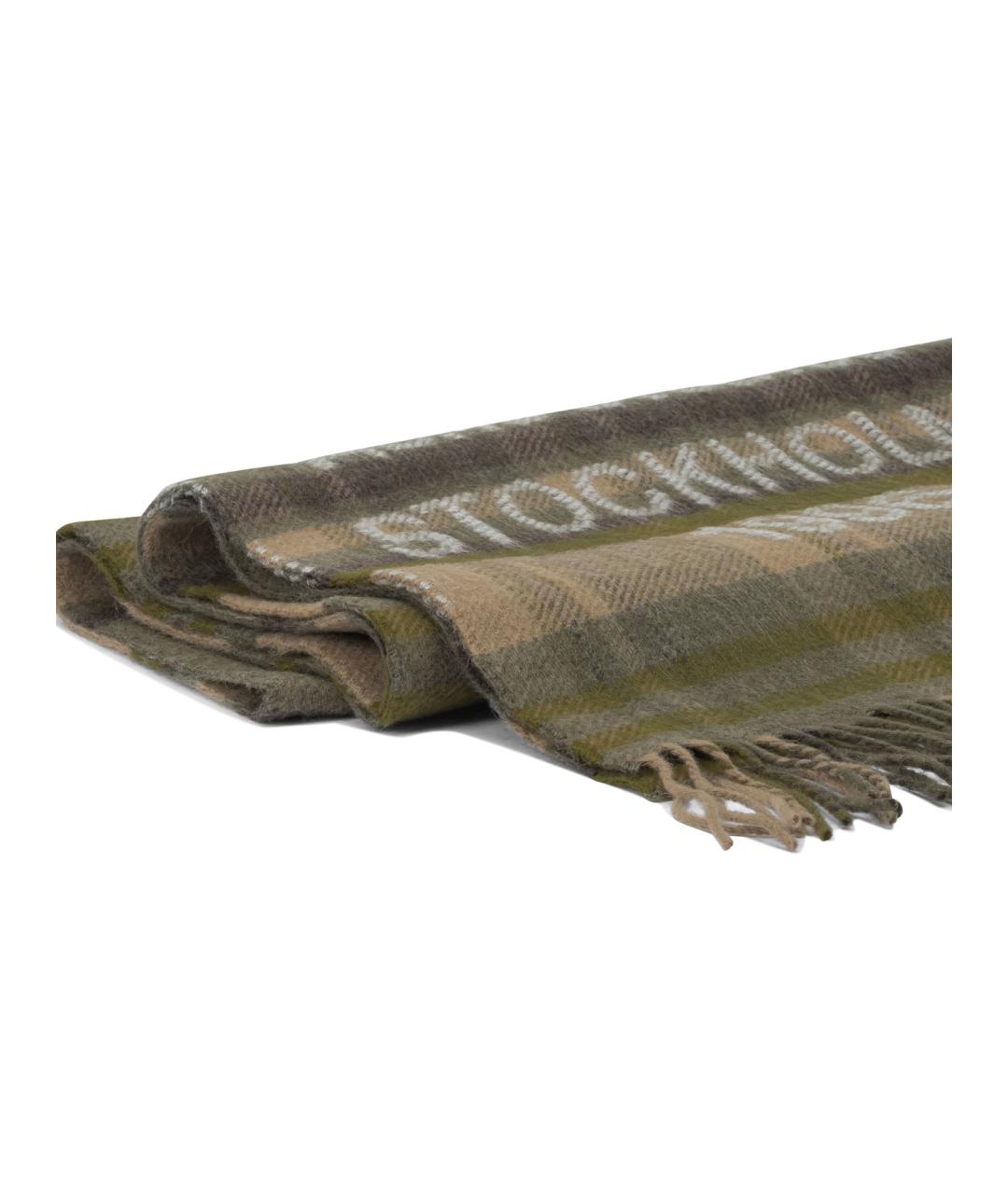 ACNE STUDIOS Зеленый шерстяной шарф, фото 2