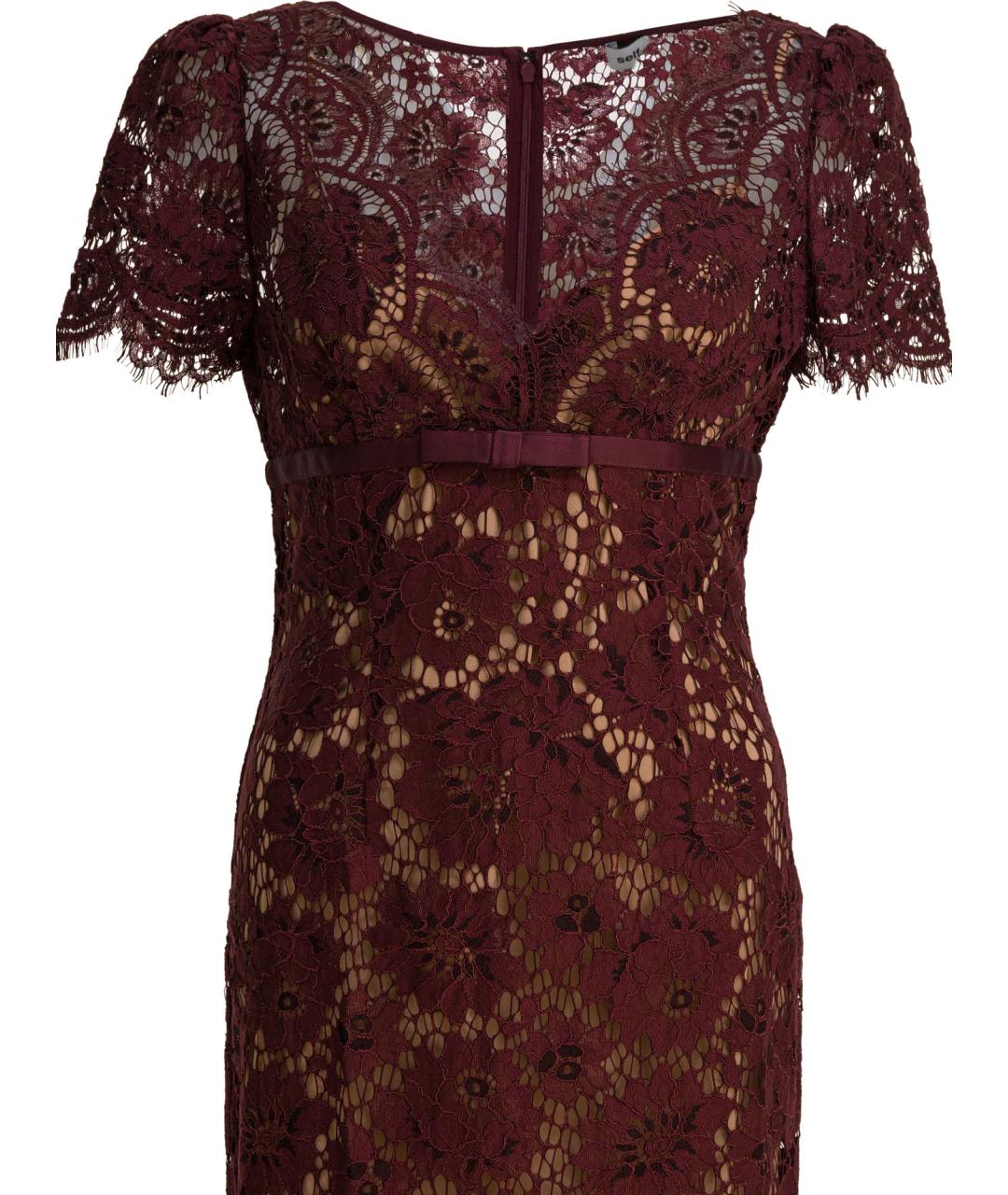 SELF-PORTRAIT Бордовое полиамидовое повседневное платье, фото 3