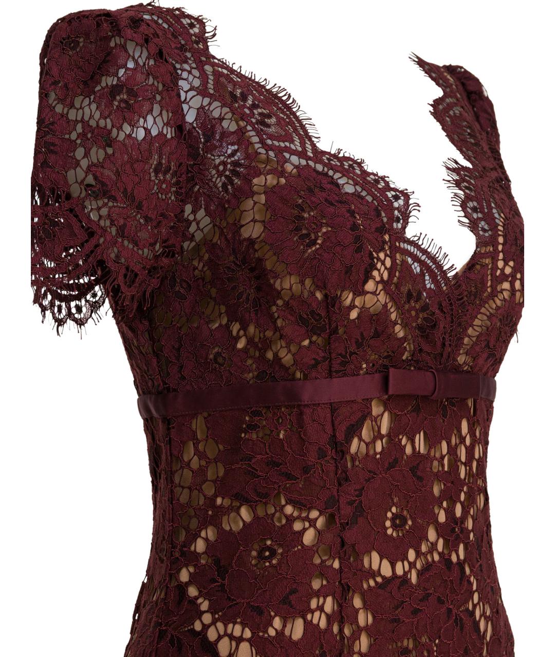 SELF-PORTRAIT Бордовое полиамидовое повседневное платье, фото 4