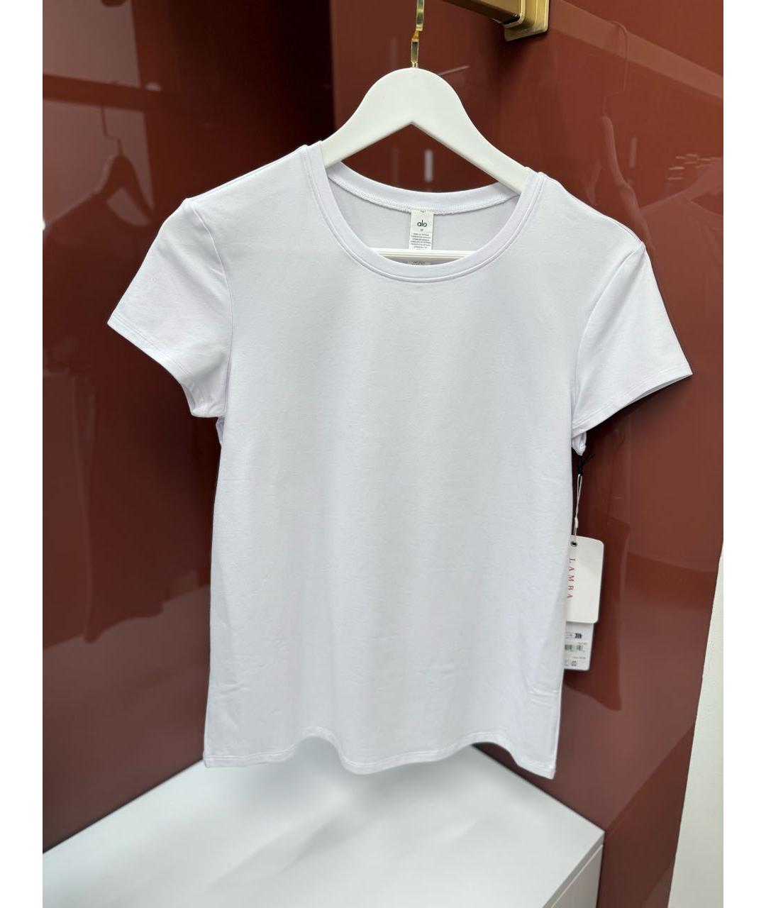 ALO YOGA Белая полиэстеровая футболка, фото 6