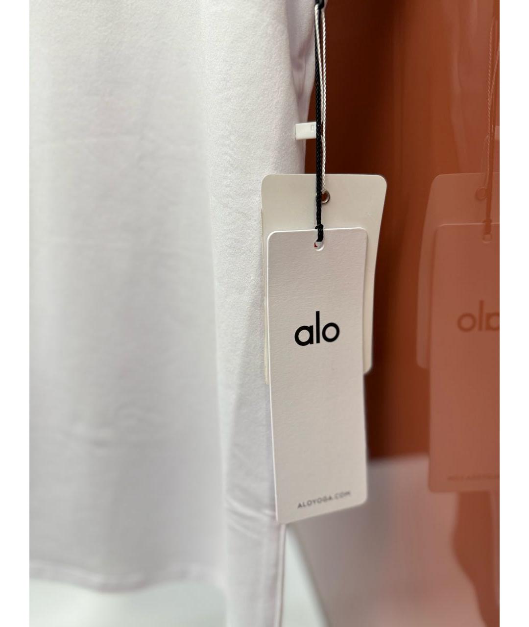 ALO YOGA Белая полиэстеровая футболка, фото 5
