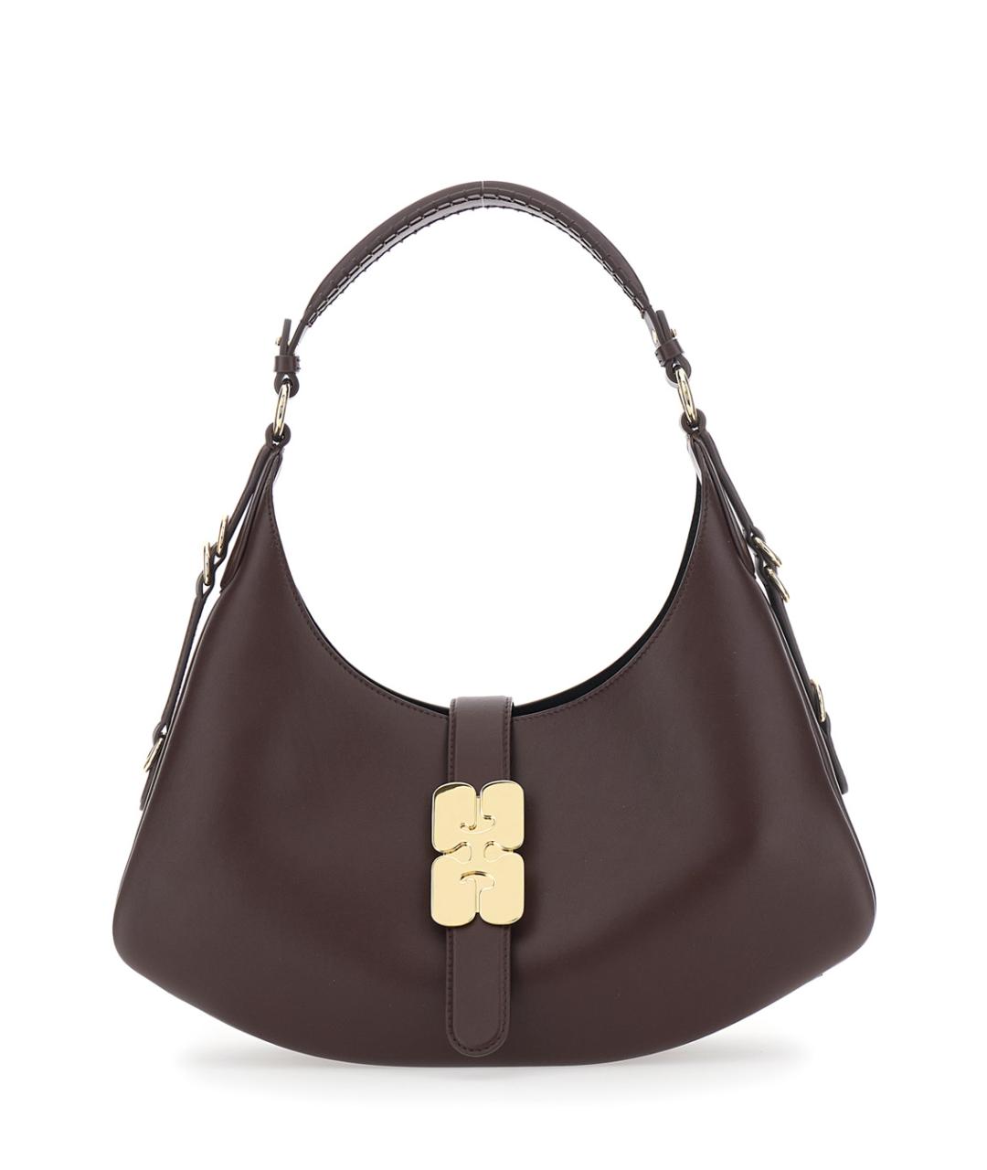 GANNI Коричневая кожаная сумка через плечо, фото 1