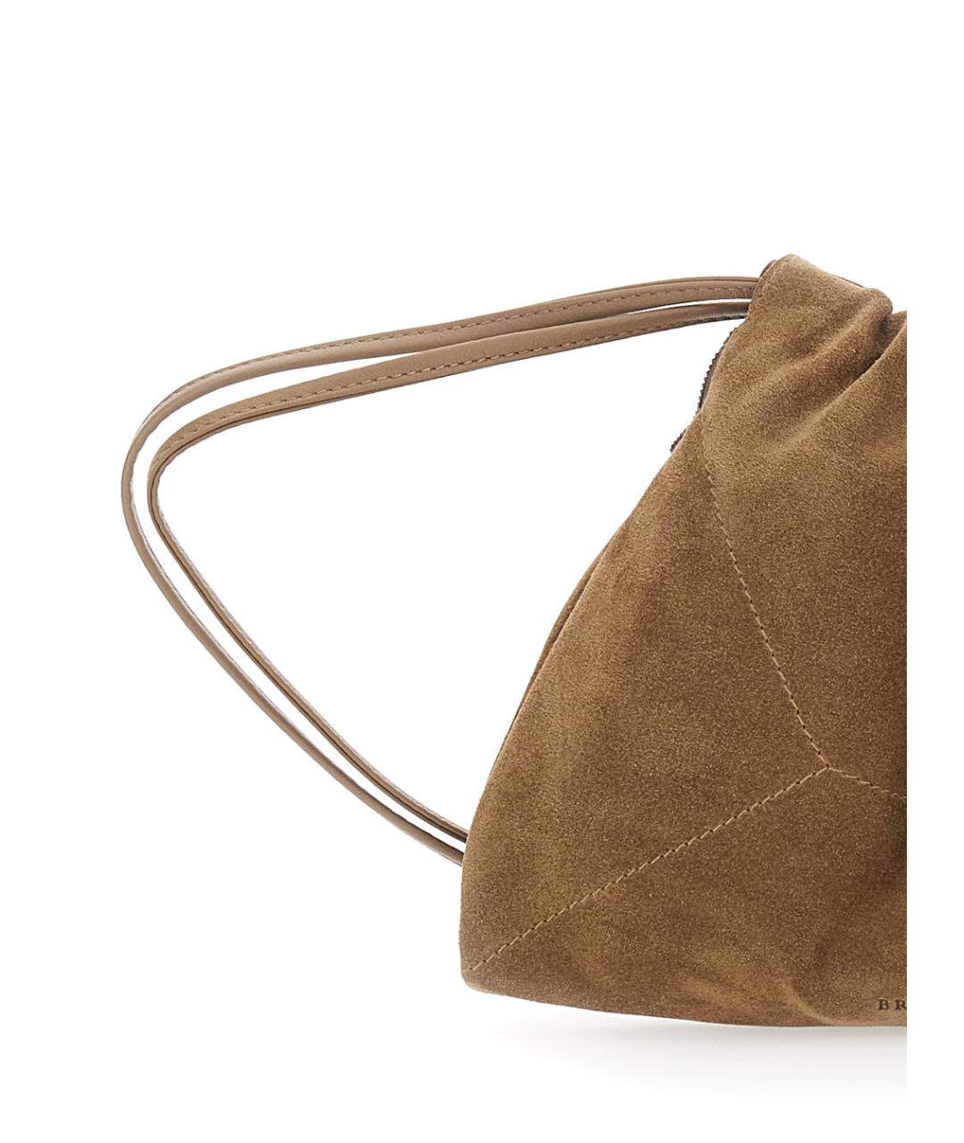 BRUNELLO CUCINELLI Бежевая замшевая сумка через плечо, фото 3