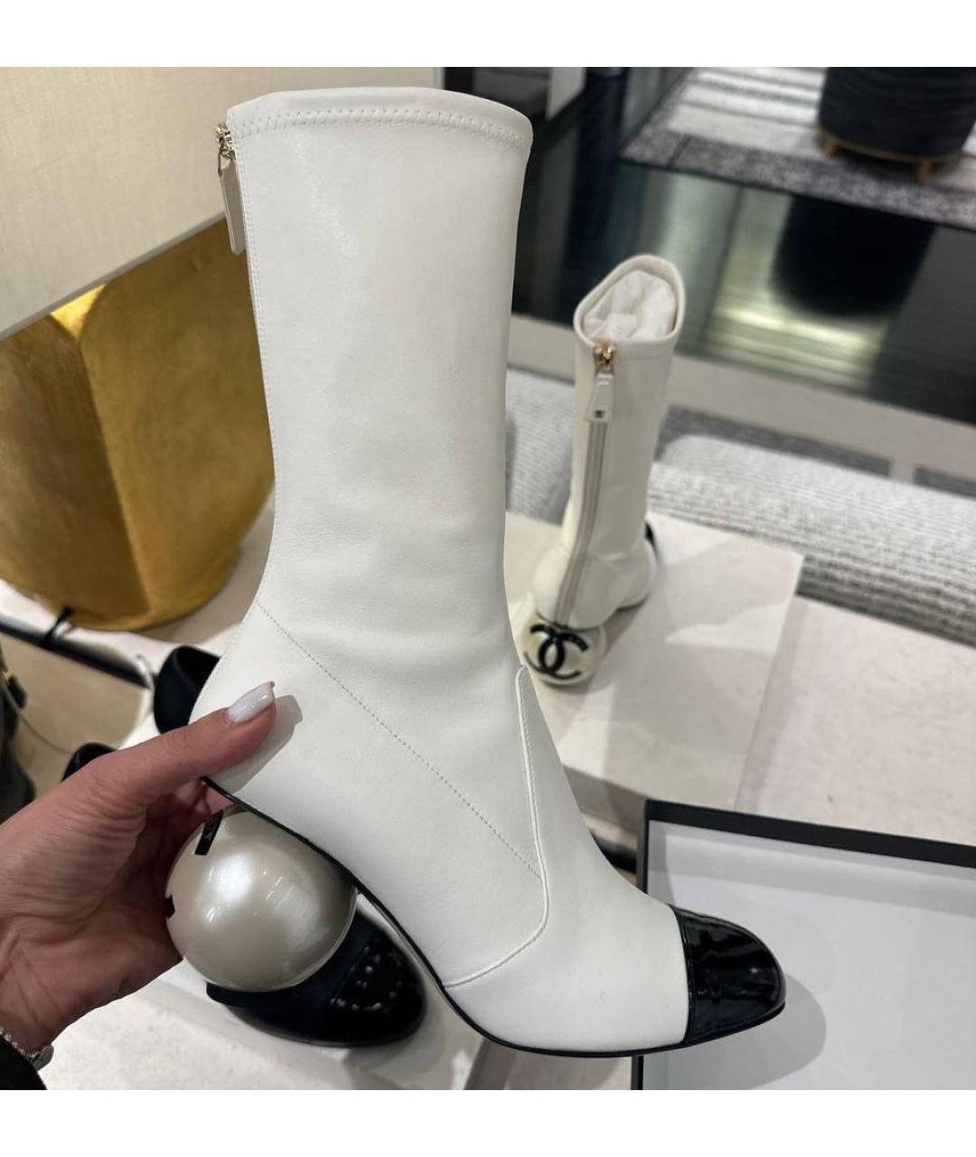 CHANEL Белые кожаные полусапоги, фото 3