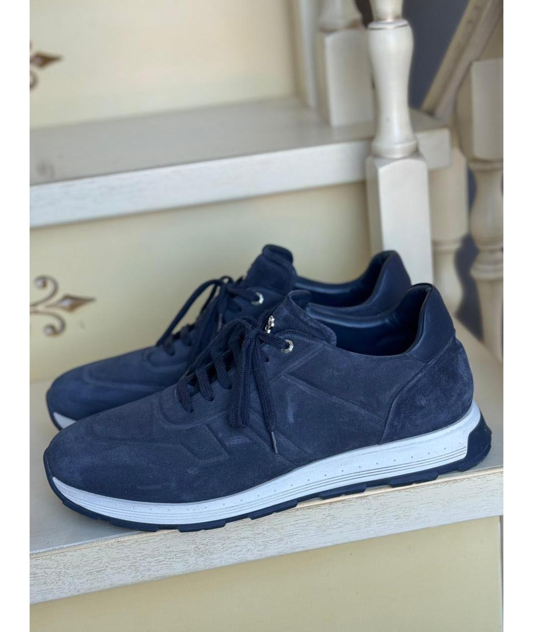 STEFANO RICCI Синие замшевые низкие кроссовки / кеды, фото 9