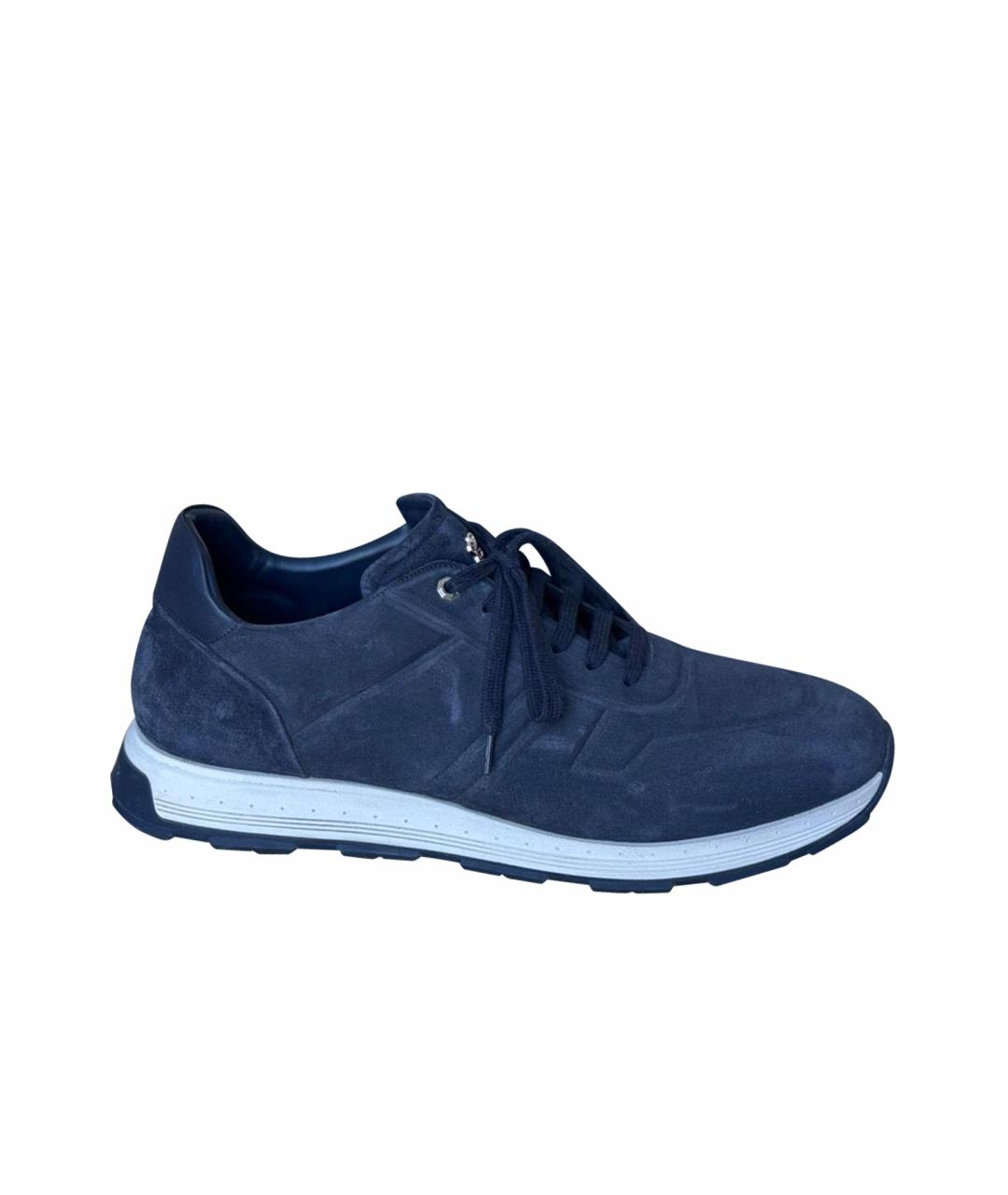 STEFANO RICCI Синие замшевые низкие кроссовки / кеды, фото 1