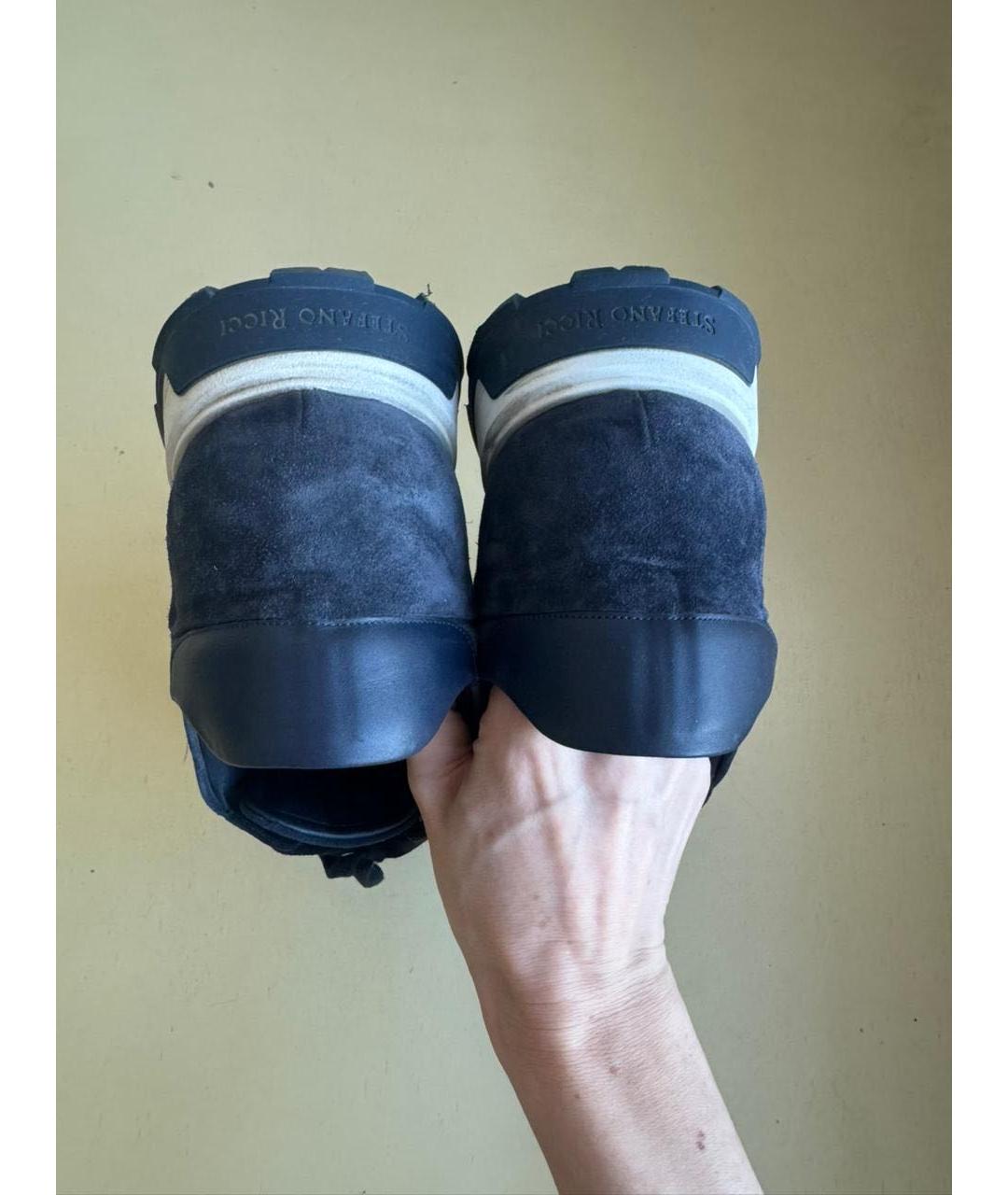 STEFANO RICCI Синие замшевые низкие кроссовки / кеды, фото 3