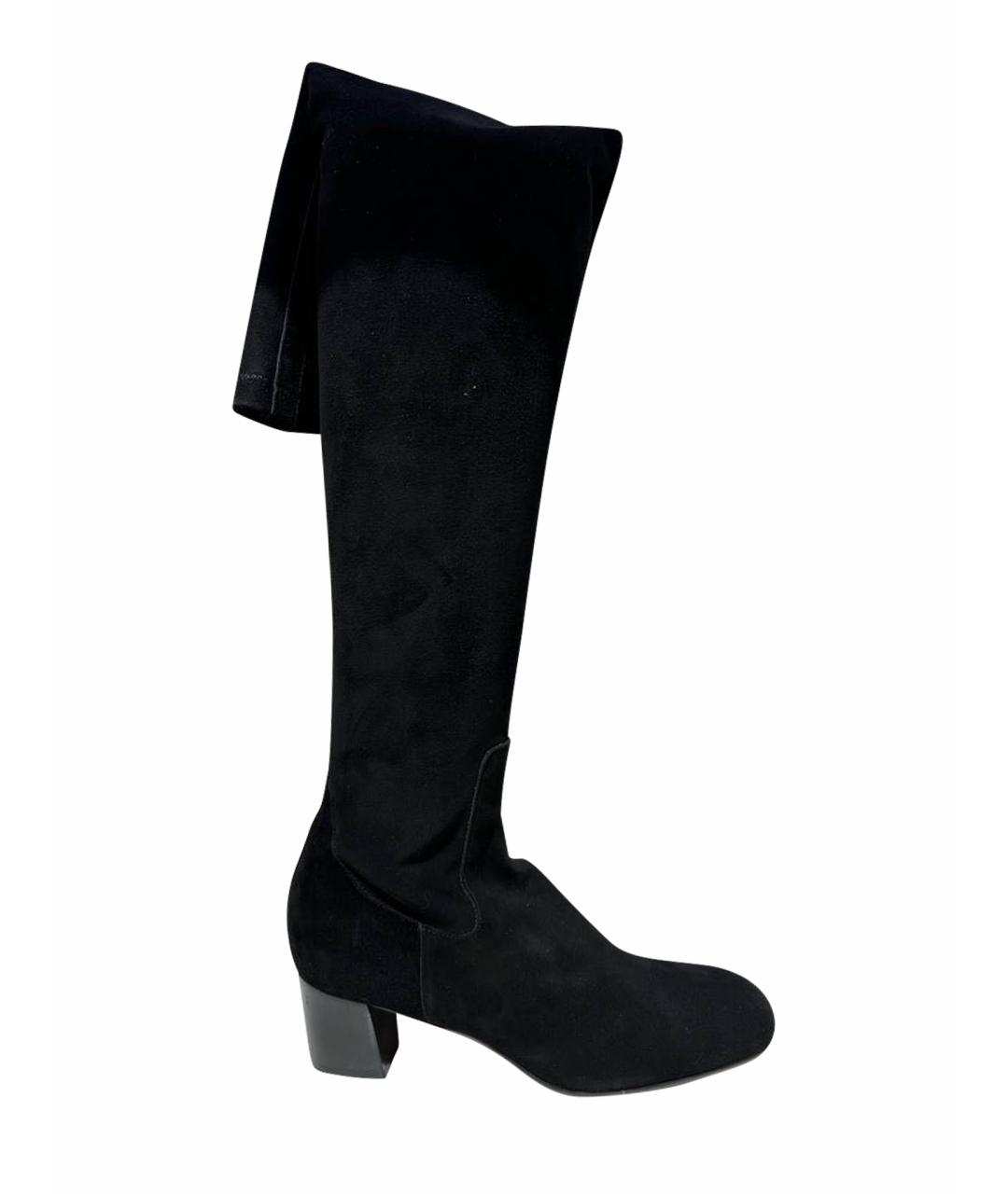 SANTONI Черные замшевые сапоги, фото 1