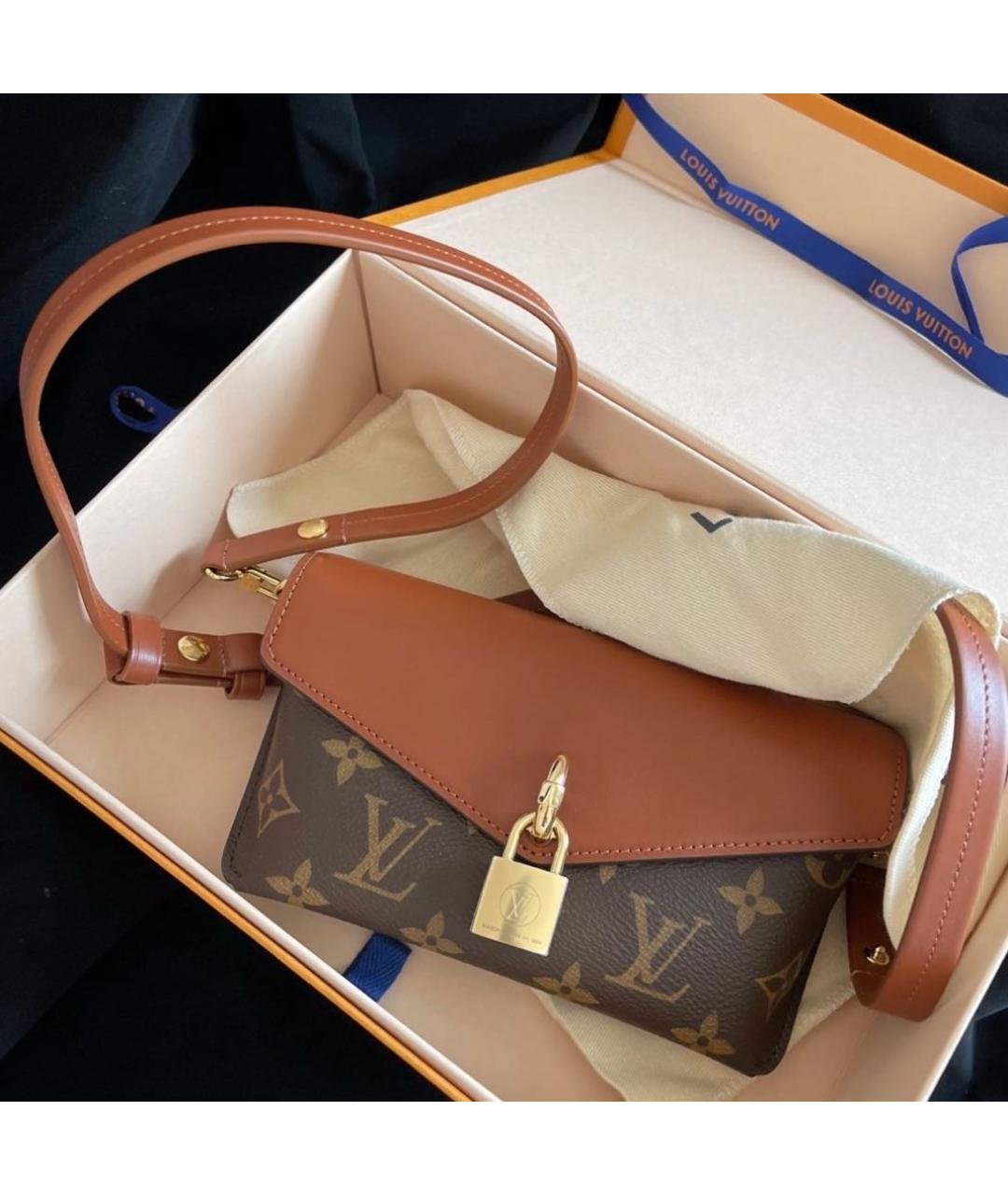 LOUIS VUITTON Коричневая кожаная сумка через плечо, фото 2