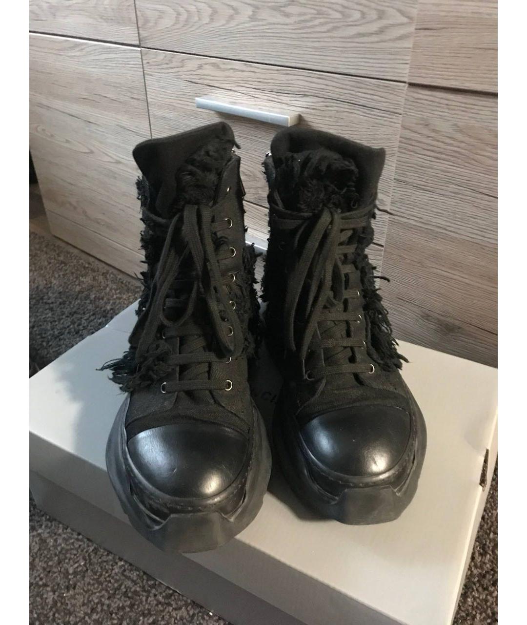 RICK OWENS DRKSHDW Черные текстильные высокие кроссовки / кеды, фото 2