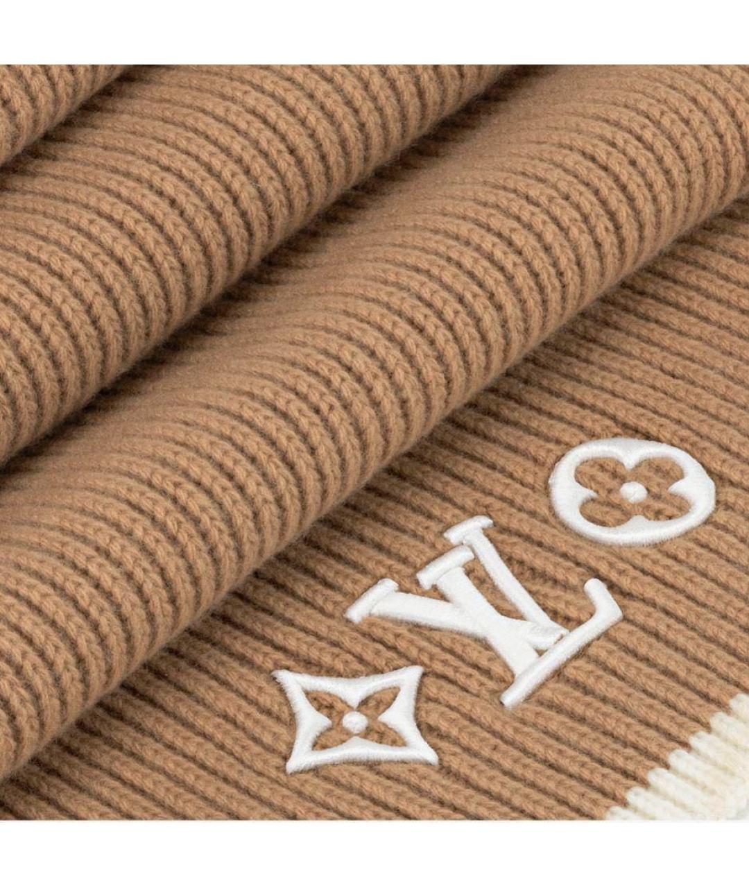 LOUIS VUITTON Коричневый кашемировый шарф, фото 2