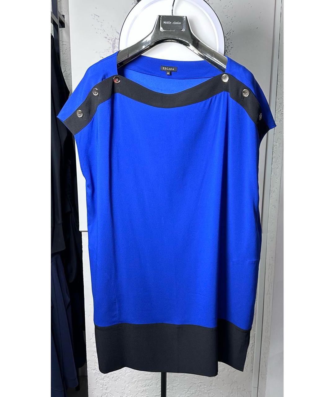 ESCADA Синее шелковое повседневное платье, фото 6