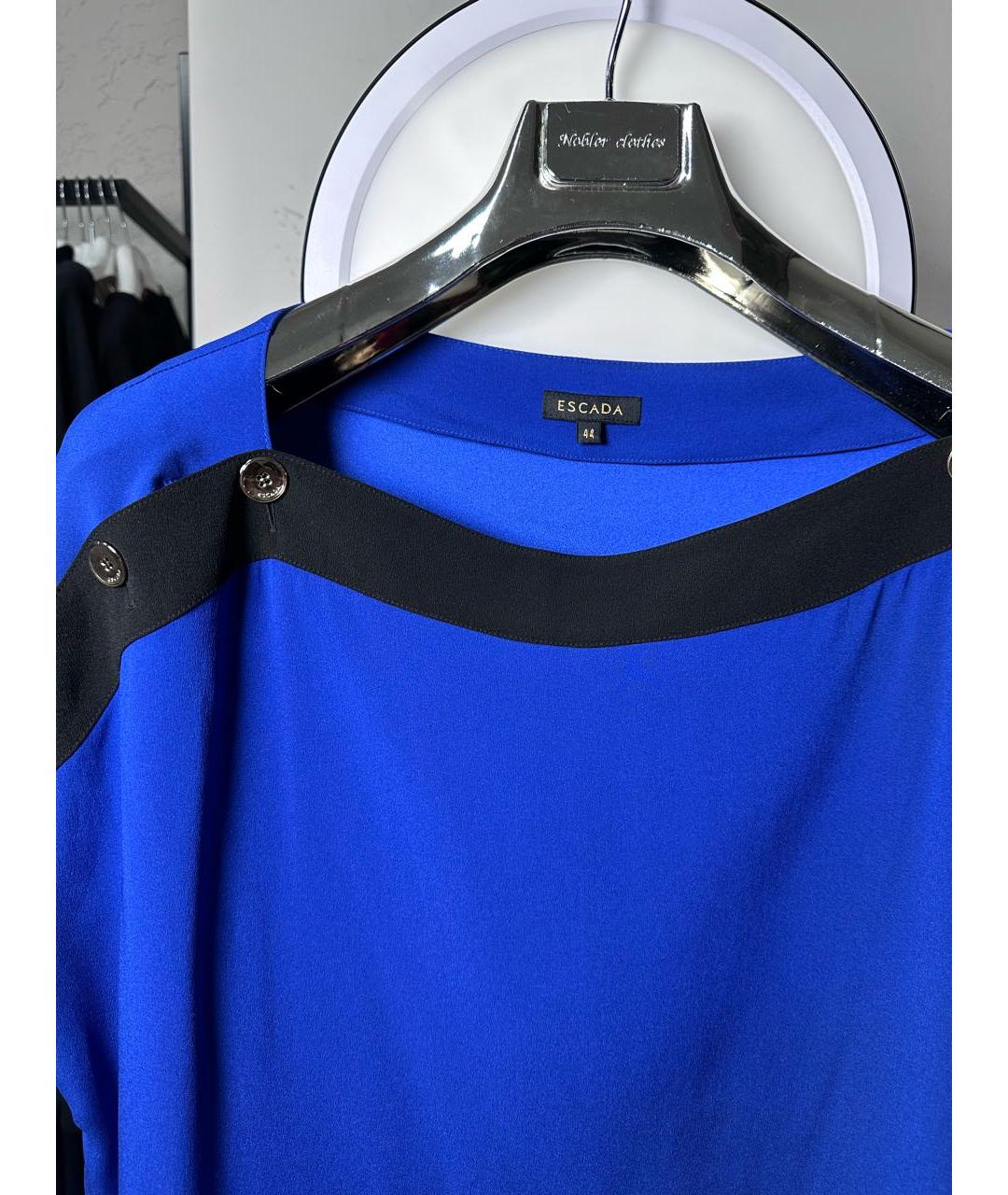 ESCADA Синее шелковое повседневное платье, фото 5