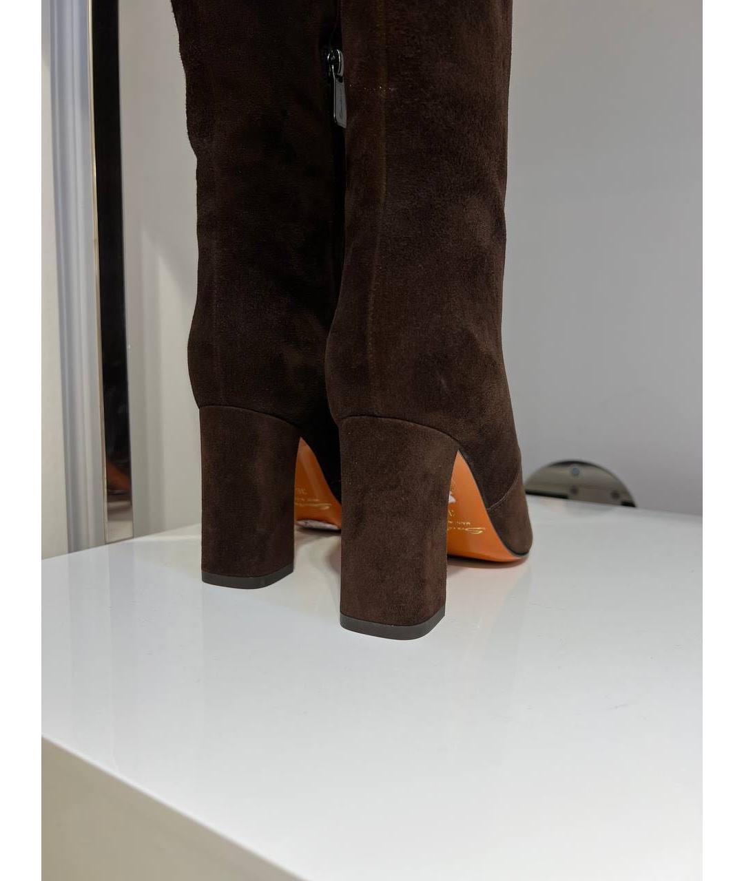 SANTONI Коричневые замшевые сапоги, фото 3