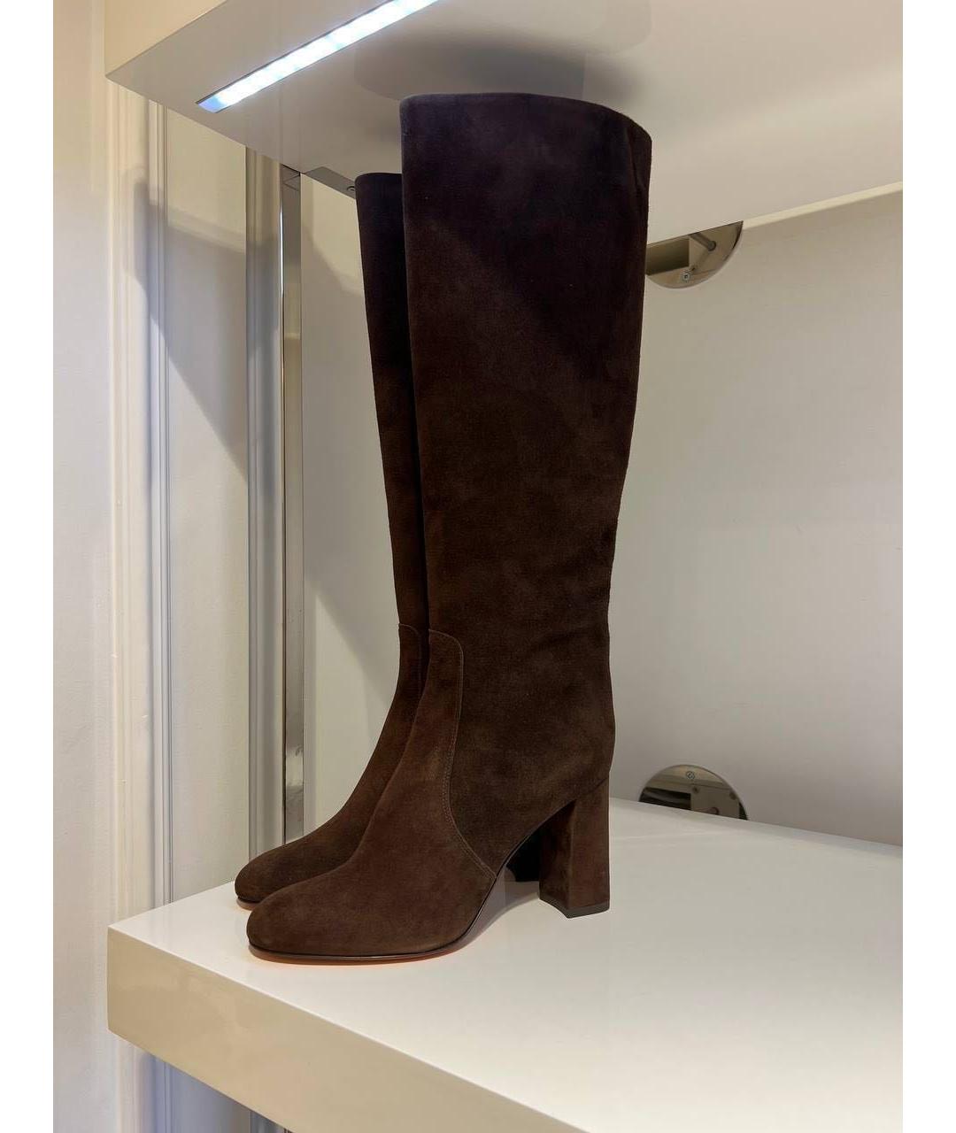 SANTONI Коричневые замшевые сапоги, фото 4