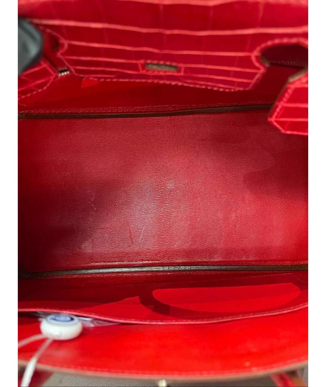 HERMES Красная кожаная сумка с короткими ручками, фото 3