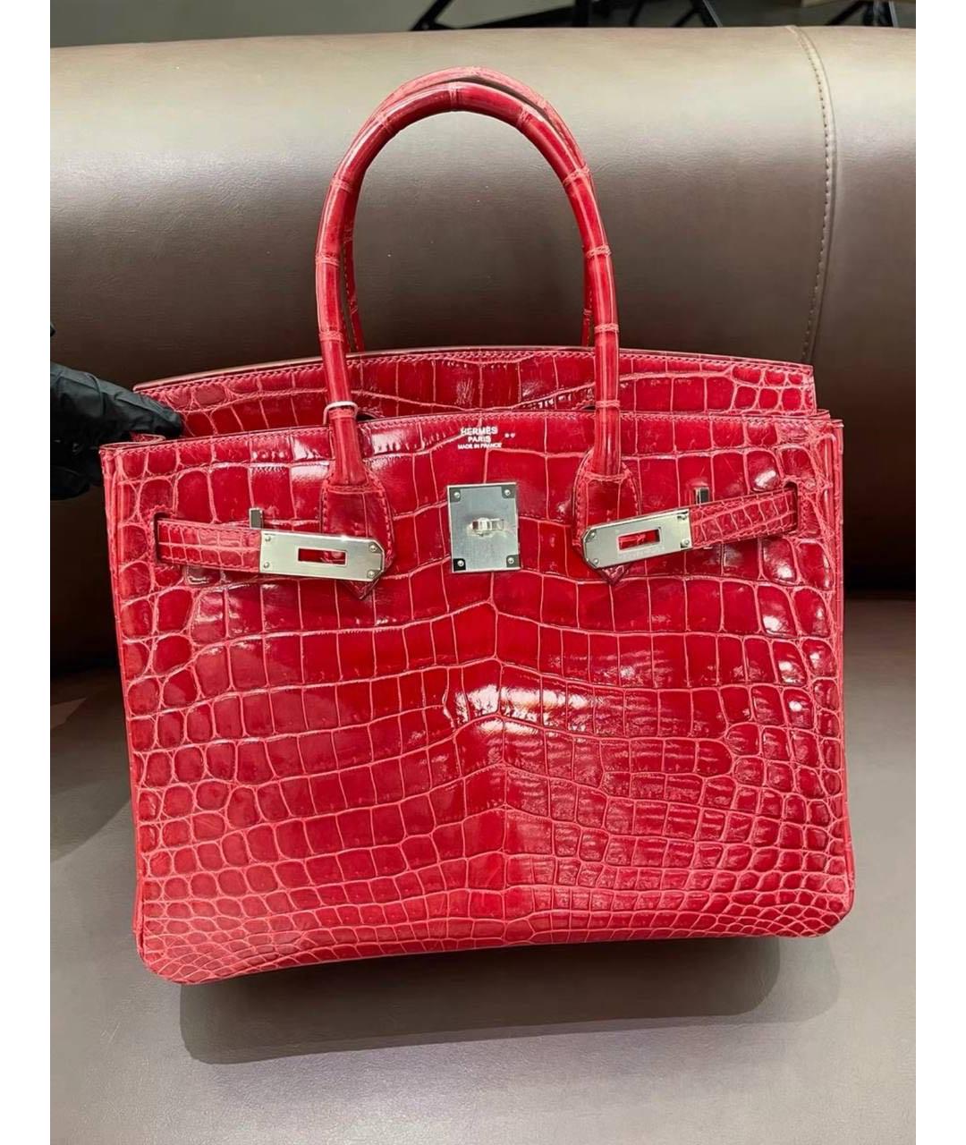 HERMES Красная кожаная сумка с короткими ручками, фото 7