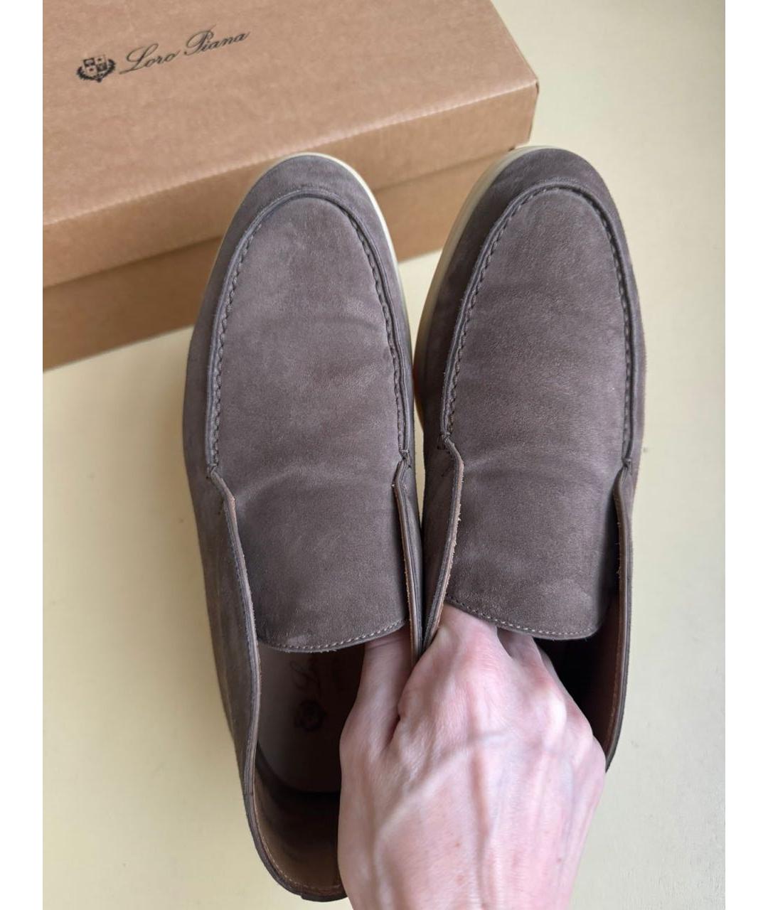 LORO PIANA Коричневые замшевые лоферы, фото 2