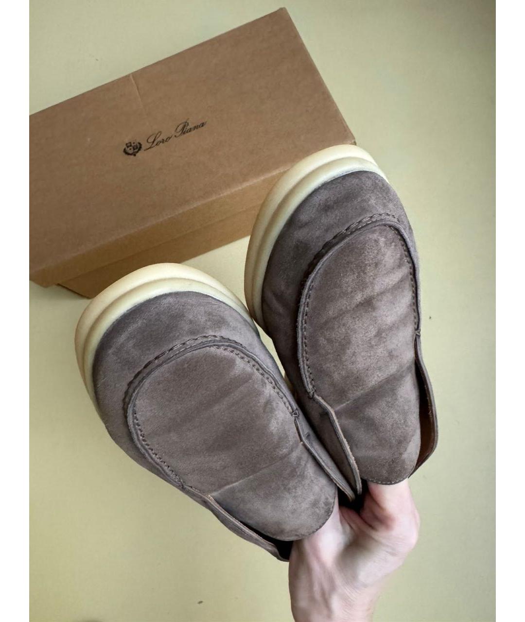 LORO PIANA Коричневые замшевые лоферы, фото 5