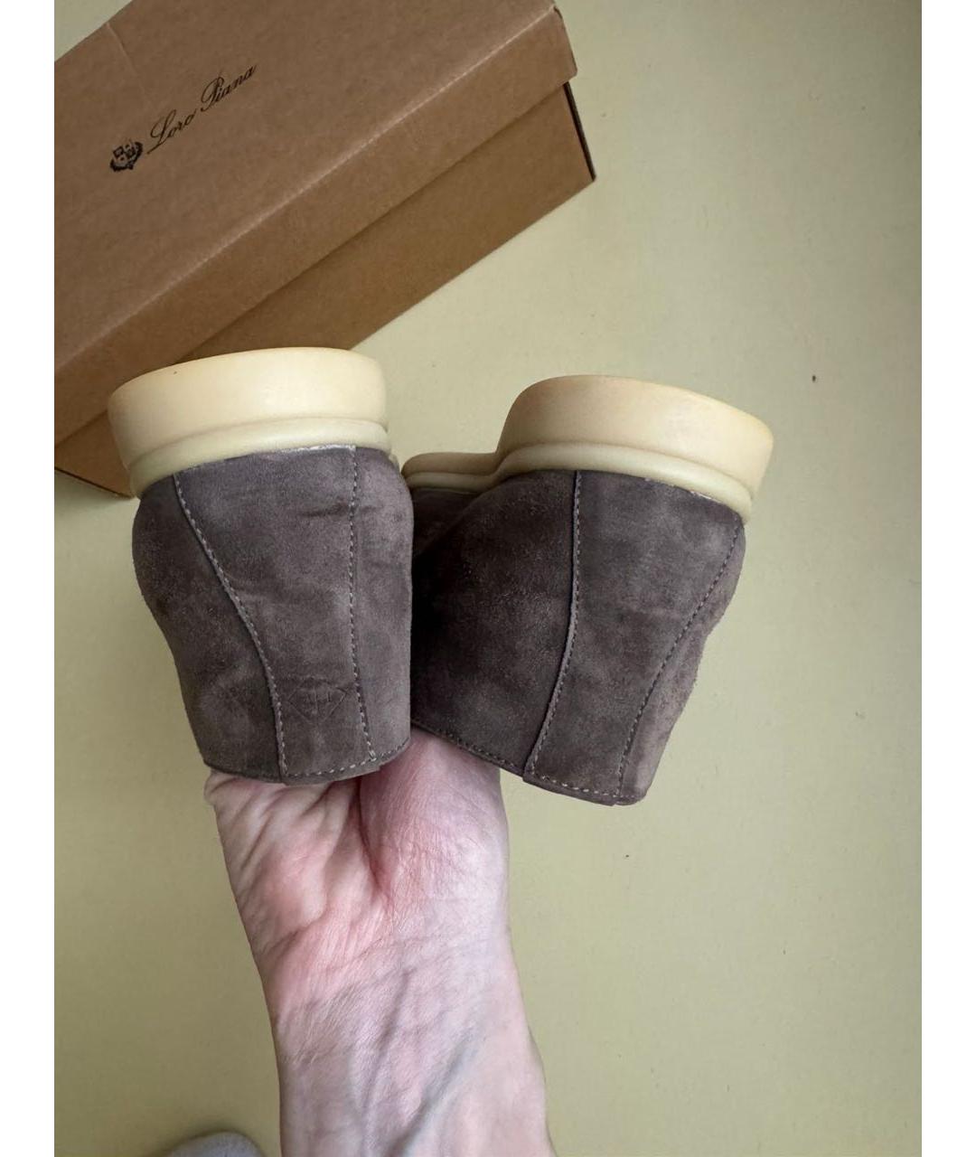 LORO PIANA Коричневые замшевые лоферы, фото 3