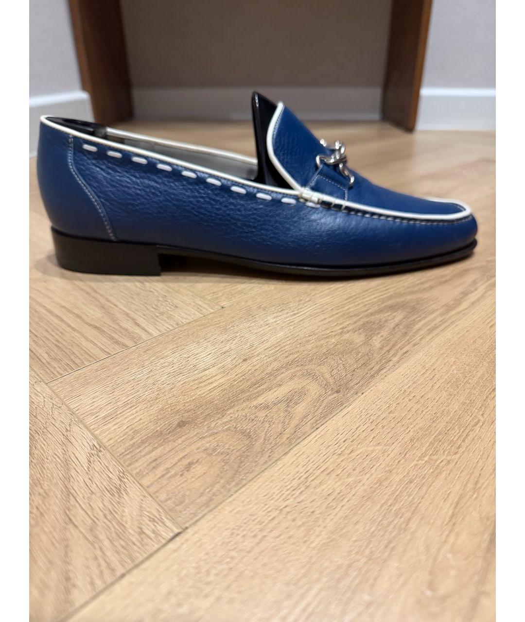 ARTIOLI Синие кожаные мокасины, фото 5