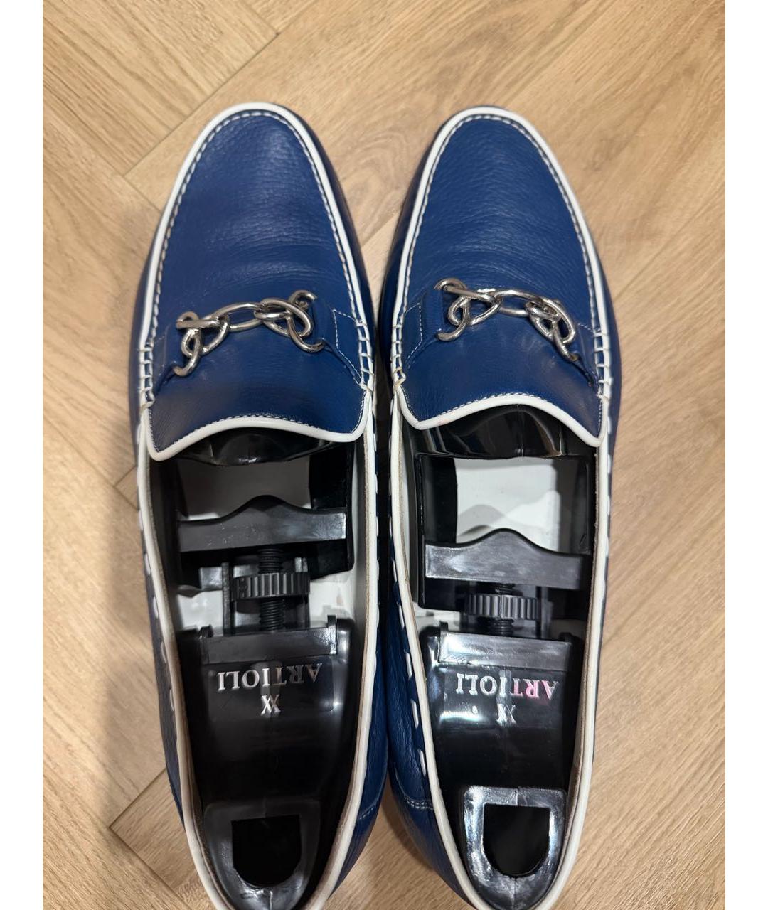ARTIOLI Синие кожаные мокасины, фото 3