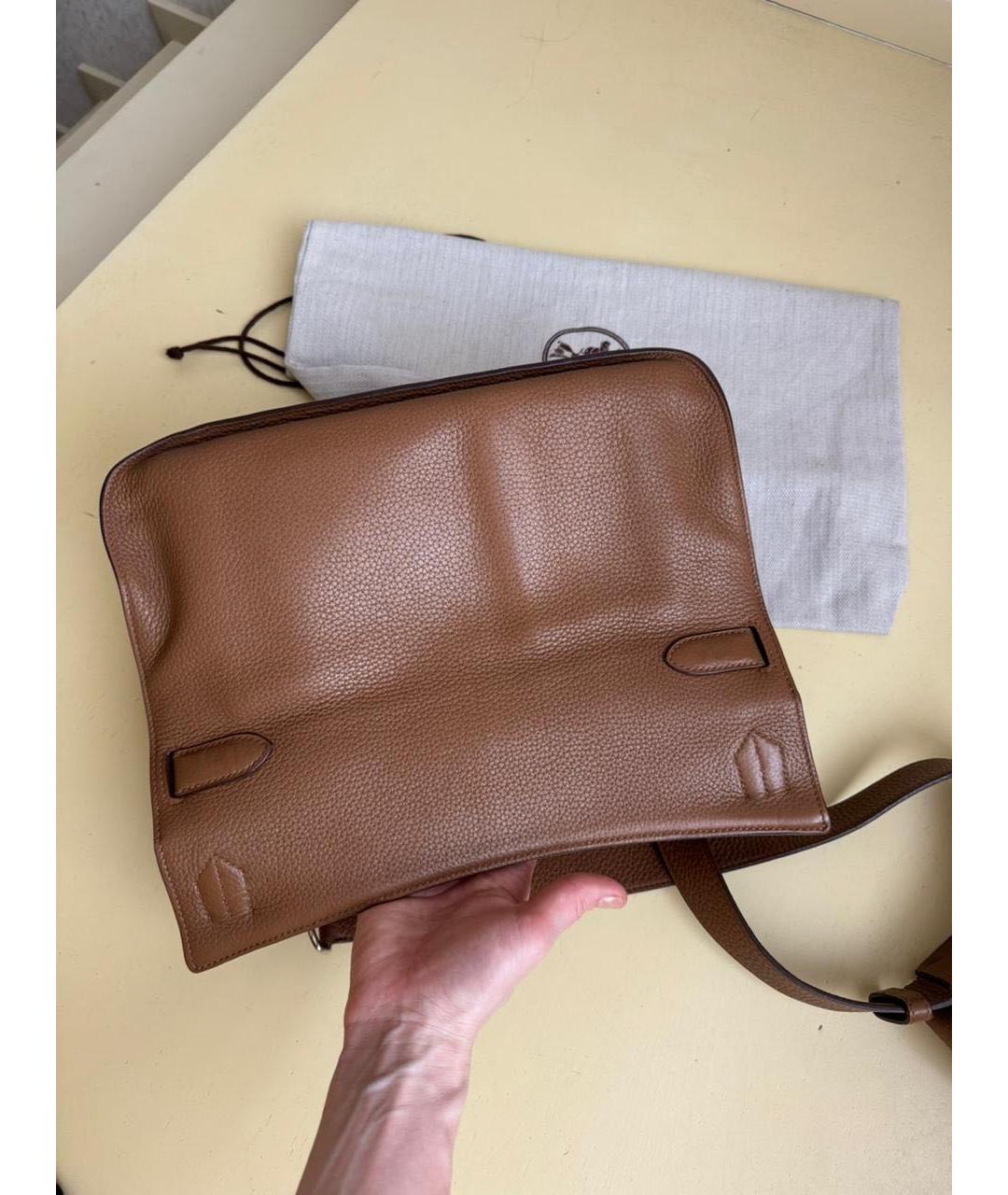 HERMES Коричневая кожаная сумка через плечо, фото 5