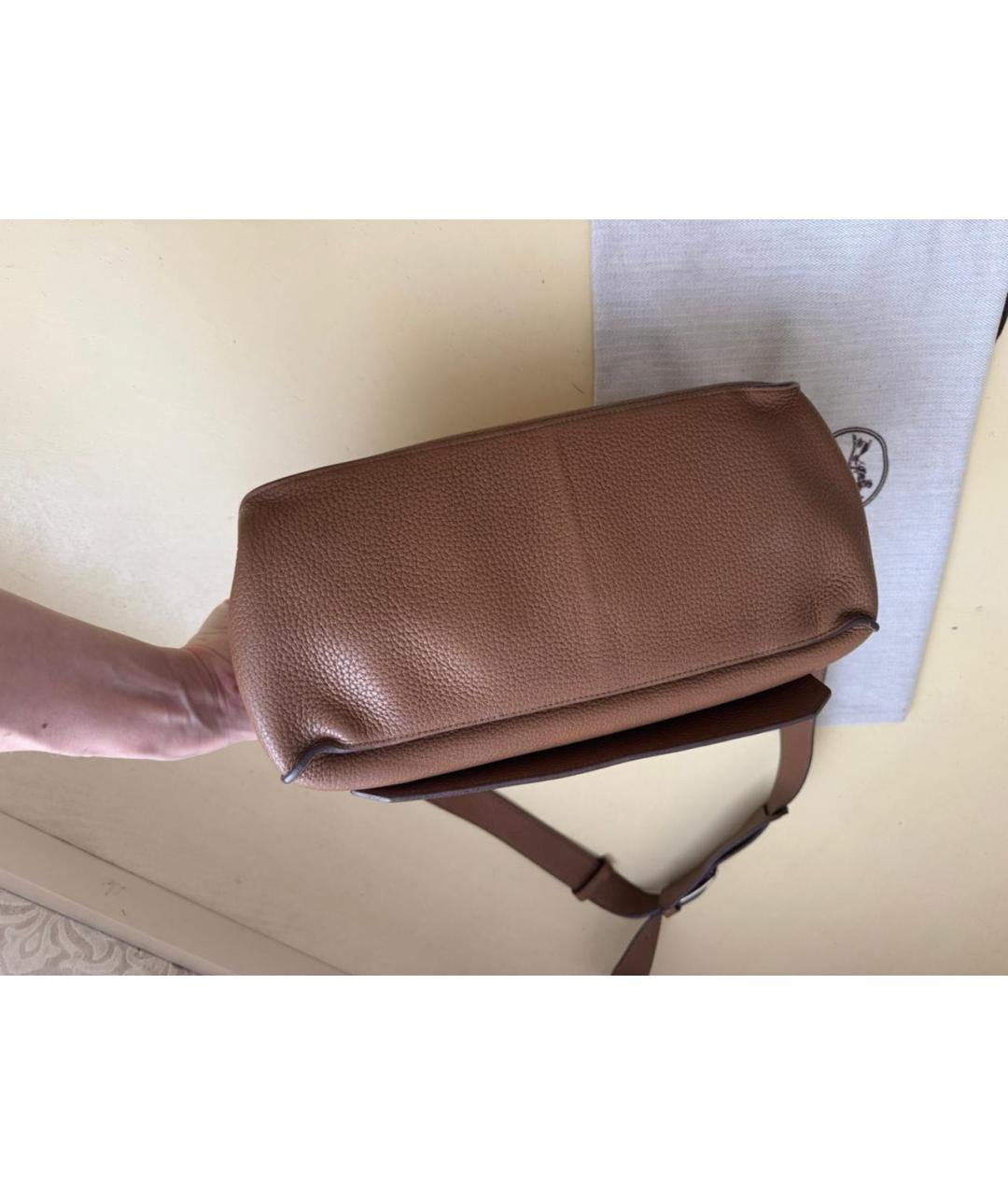 HERMES Коричневая кожаная сумка через плечо, фото 7