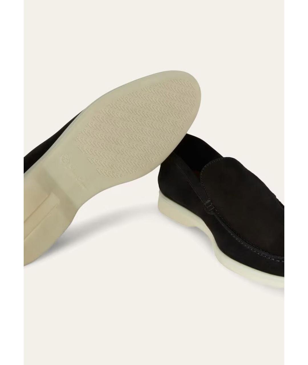 LORO PIANA Черные замшевые лоферы, фото 4