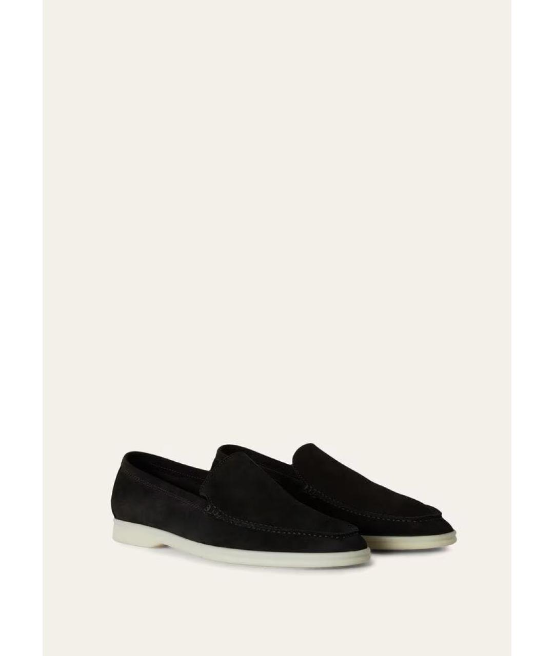 LORO PIANA Черные замшевые лоферы, фото 3