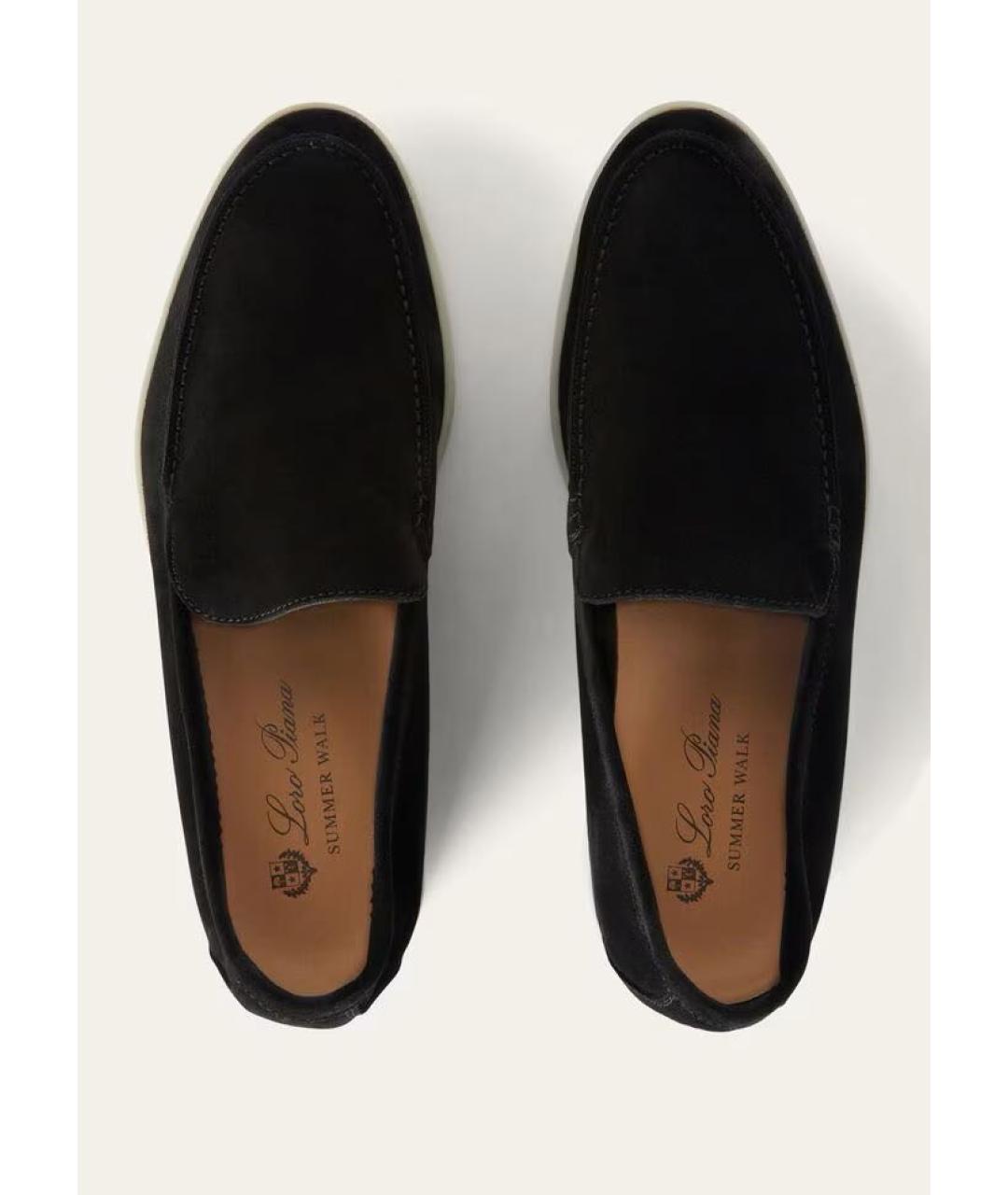 LORO PIANA Черные замшевые лоферы, фото 2