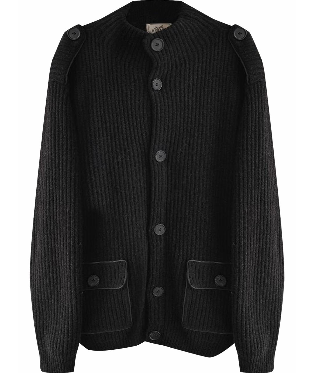 HERMES Черный шерстяной кардиган, фото 1