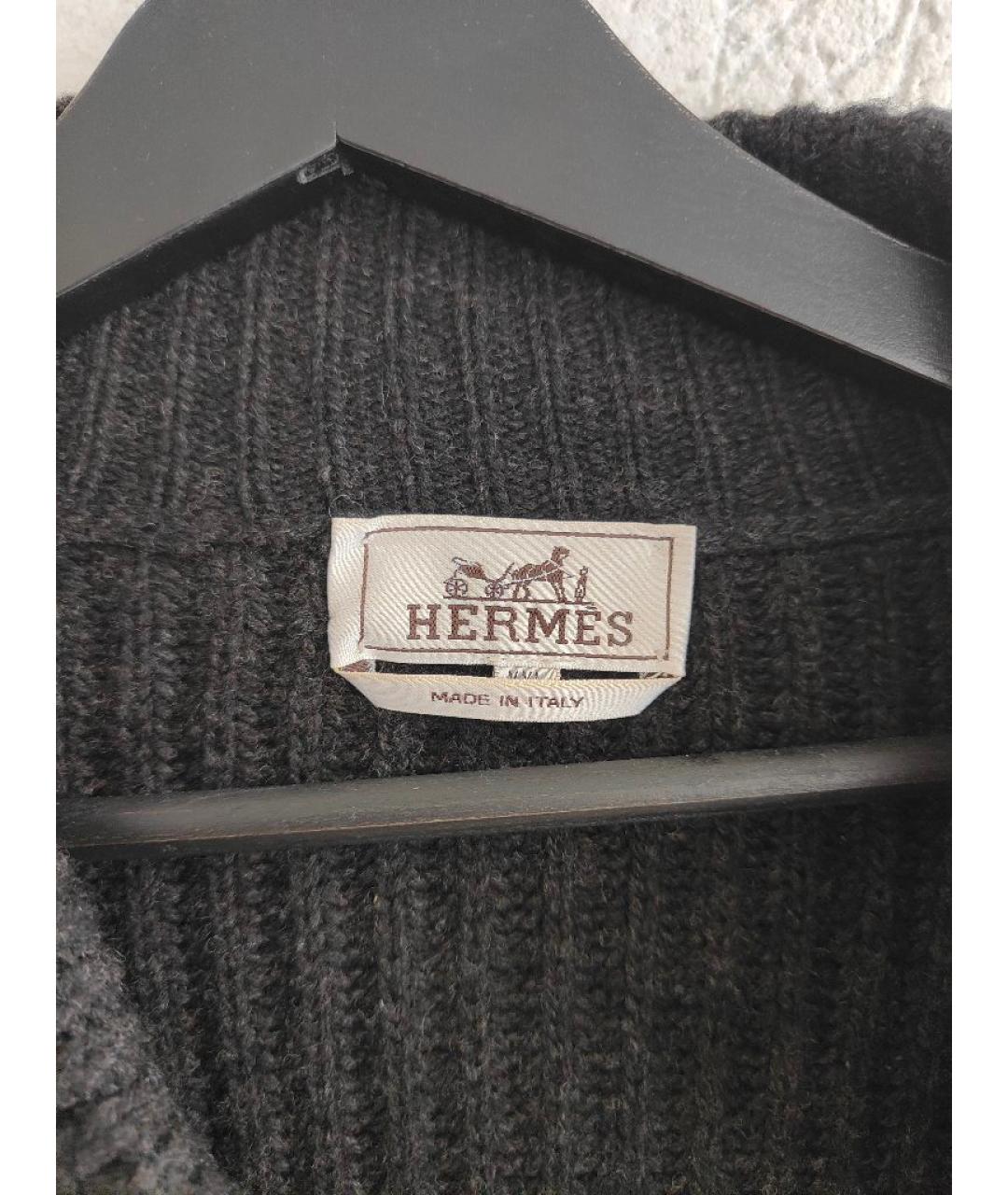 HERMES Черный шерстяной кардиган, фото 6