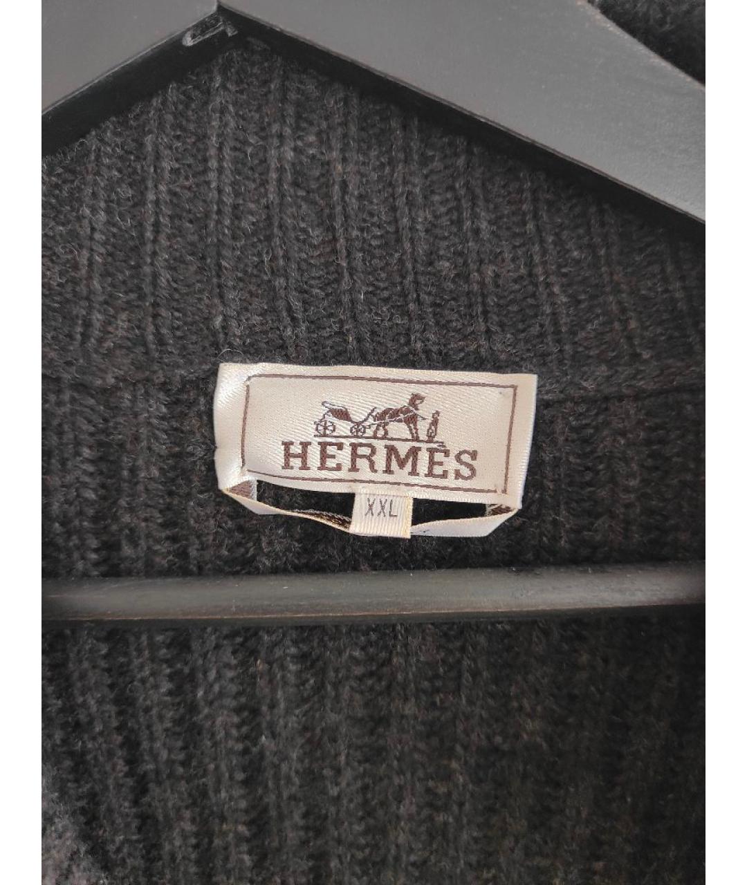 HERMES Черный шерстяной кардиган, фото 7