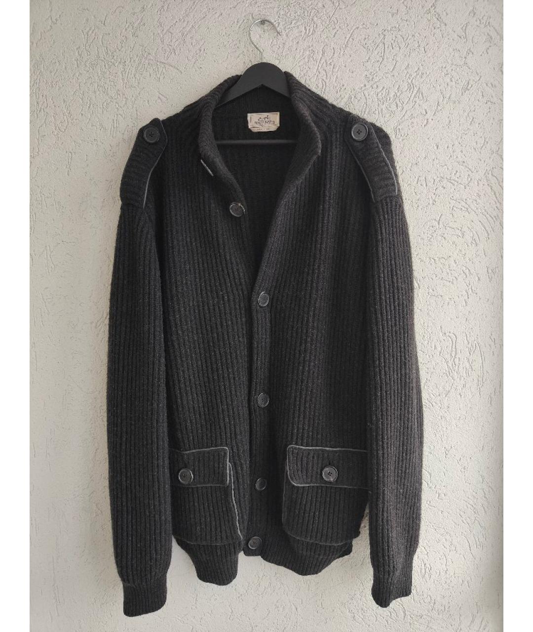 HERMES Черный шерстяной кардиган, фото 2