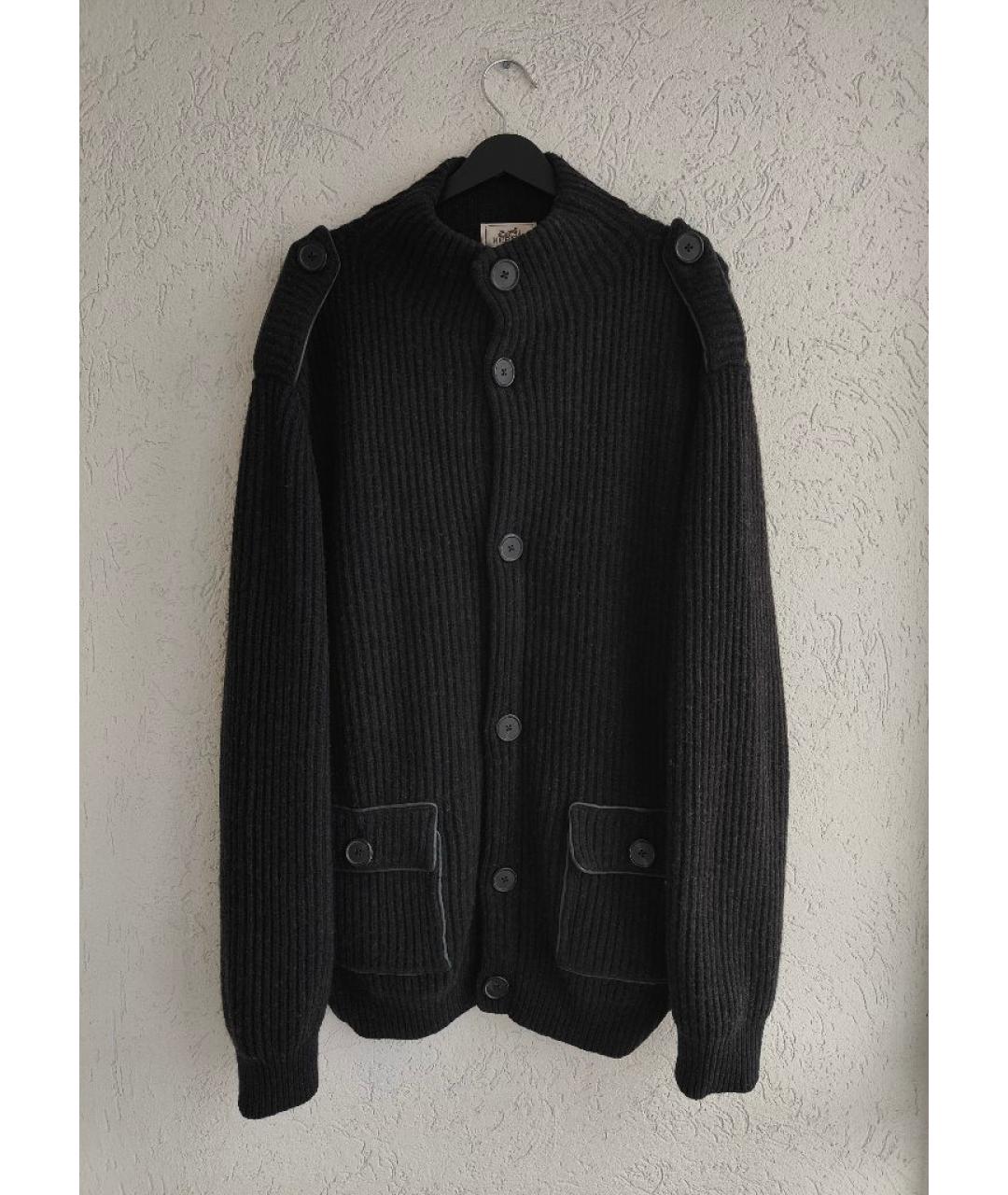 HERMES Черный шерстяной кардиган, фото 10