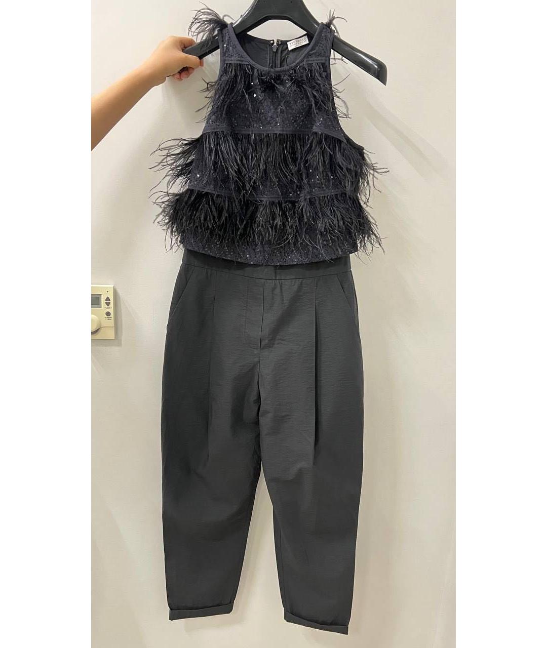 BRUNELLO CUCINELLI Черный шелковый комбинезон, фото 5