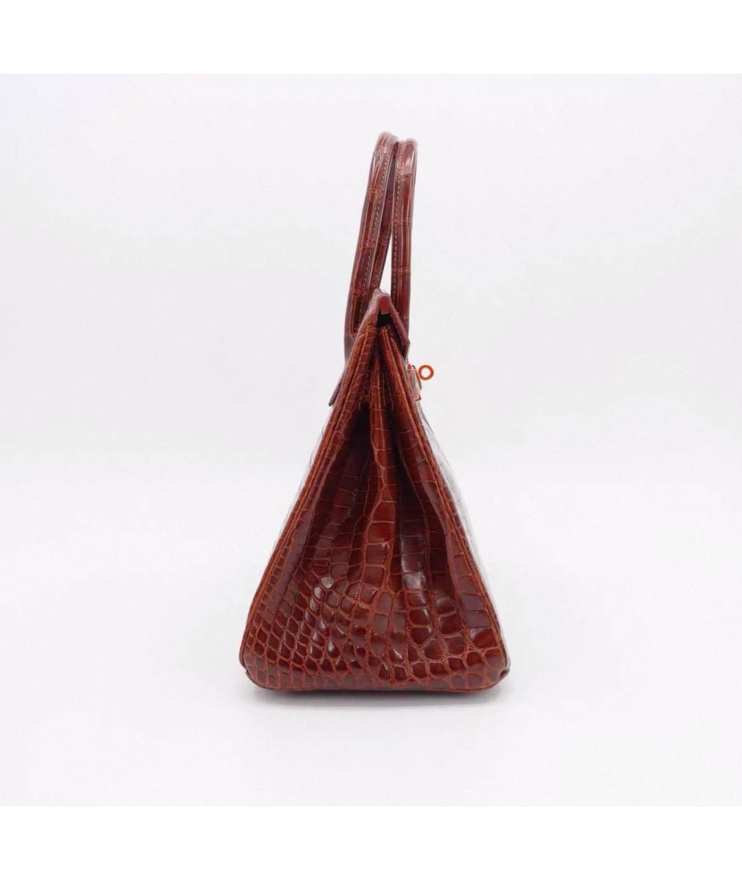 HERMES Бордовая кожаная сумка с короткими ручками, фото 6