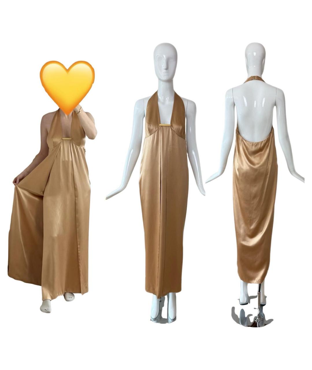 VERSACE Золотое шелковое вечернее платье, фото 7