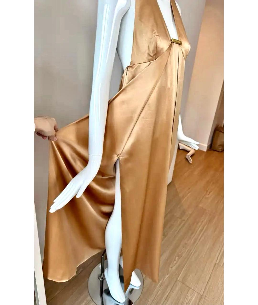 VERSACE Золотое шелковое вечернее платье, фото 3