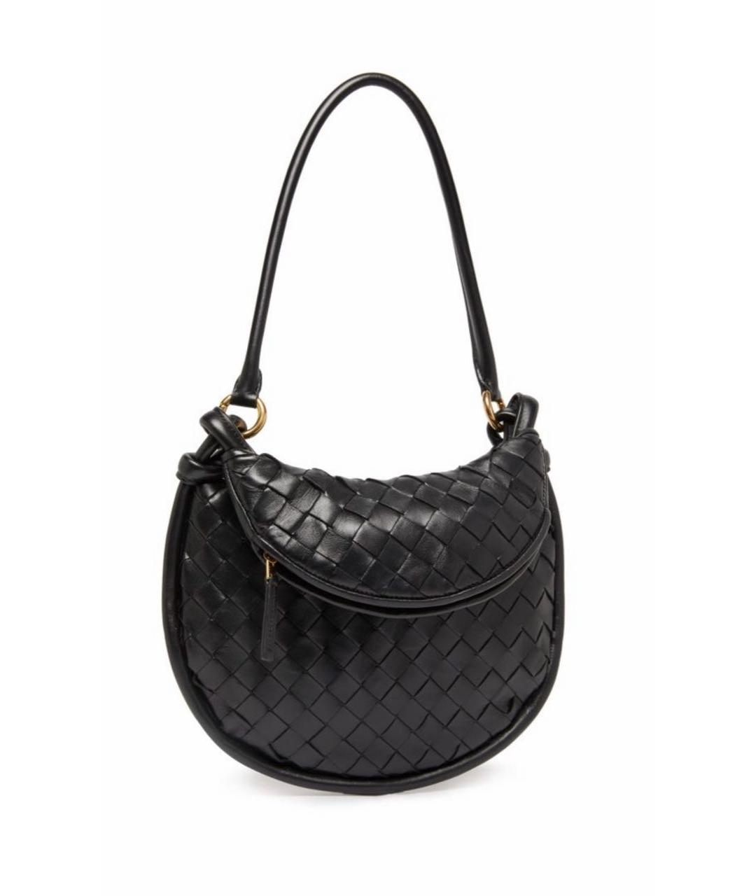 BOTTEGA VENETA Черная кожаная сумка через плечо, фото 4