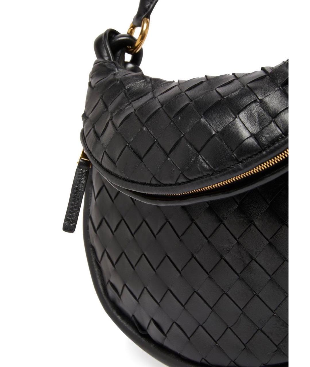 BOTTEGA VENETA Черная кожаная сумка через плечо, фото 3