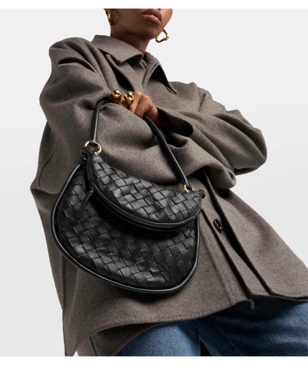 BOTTEGA VENETA Черная кожаная сумка через плечо, фото 6