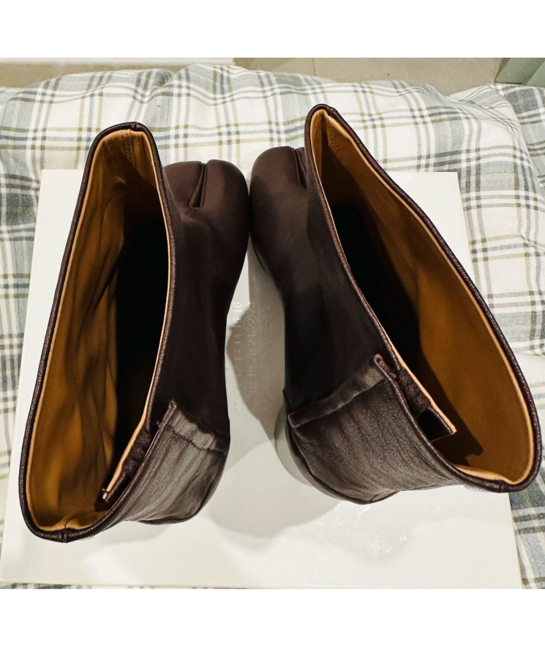 MAISON MARGIELA Коричневые кожаные полусапоги, фото 4