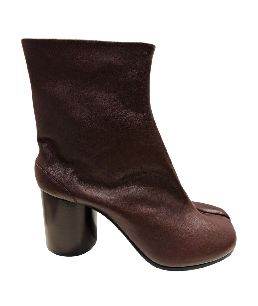 MAISON MARGIELA Коричневые кожаные полусапоги, фото 1